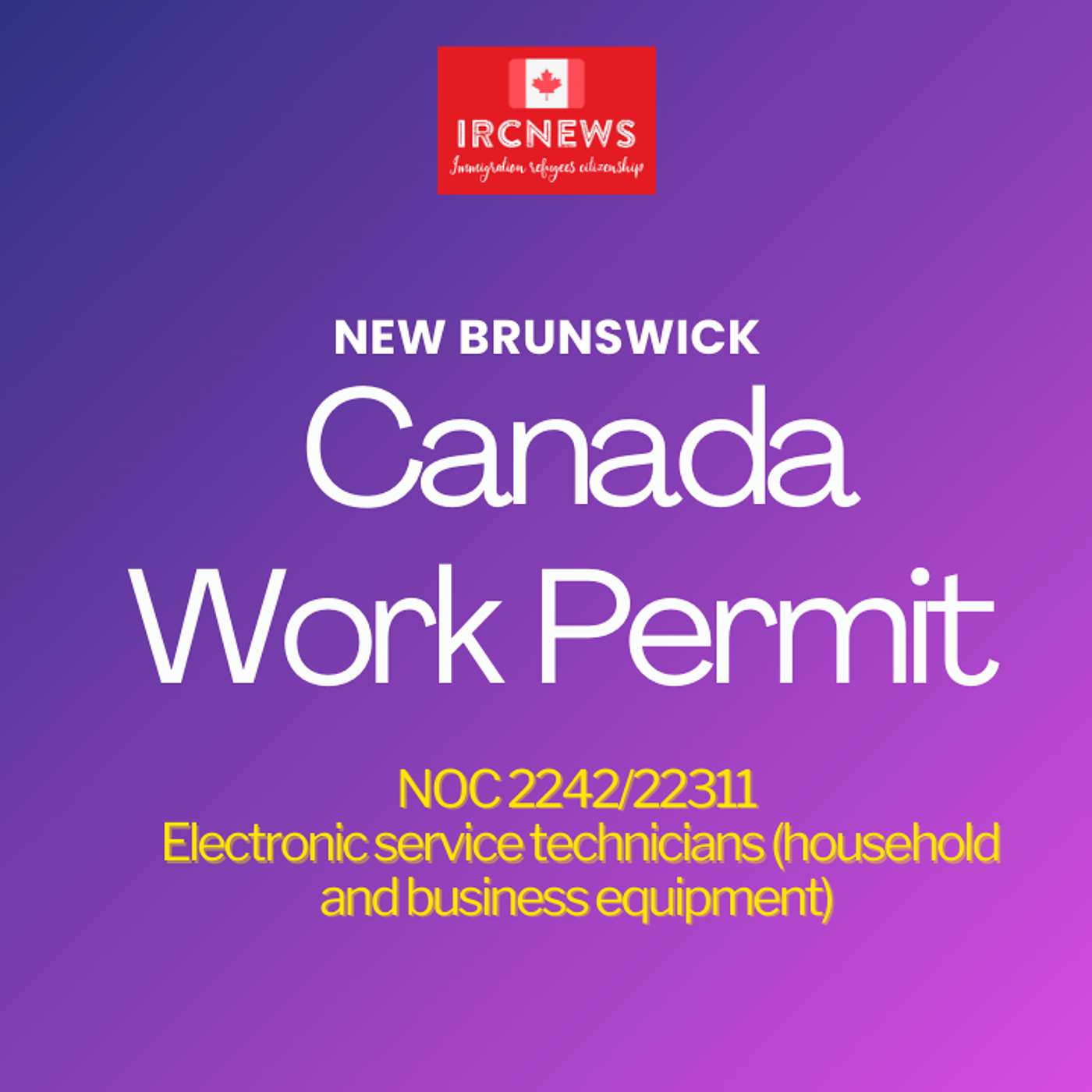 Canada Immigration New Brunswick NOC 2242/22311 Electronic service technicians (household and business equipment) Work Permits episode artwork
