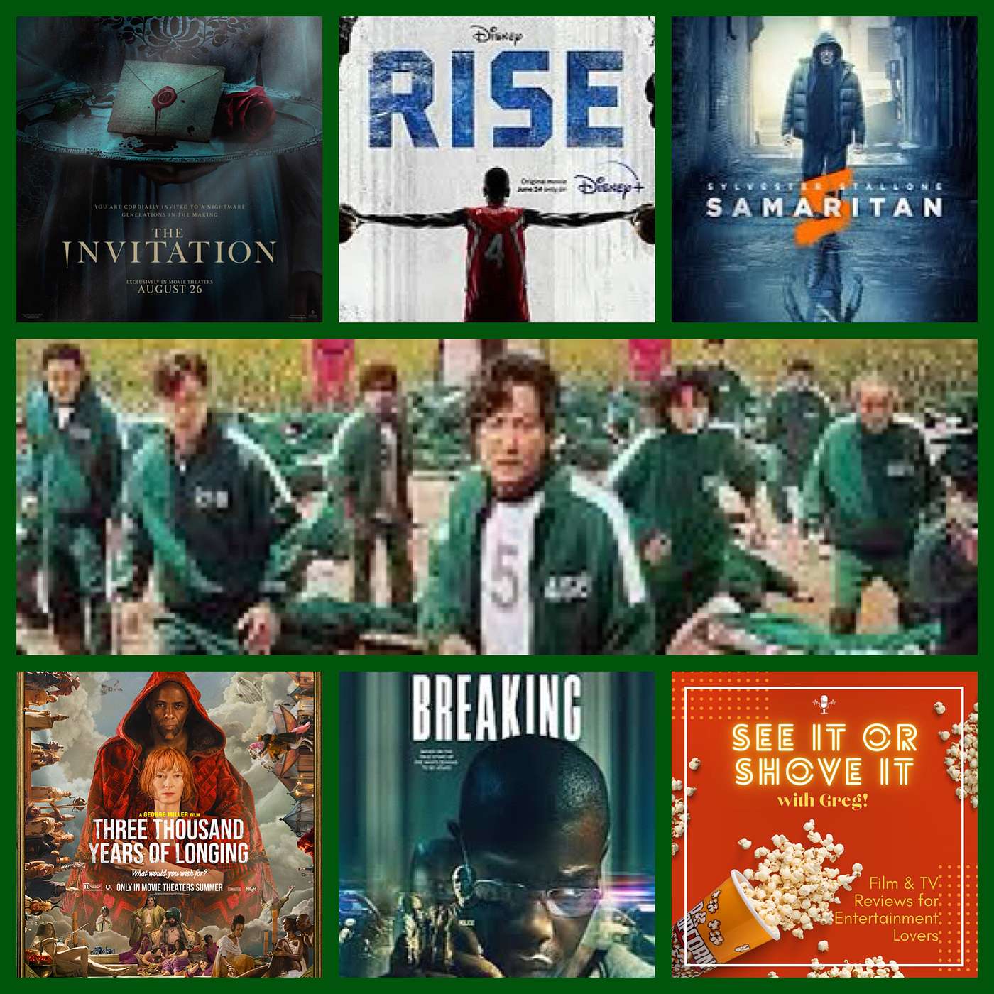 Episode 28: The Invitation, Three Thousand Years of Longing, Samaritan, Breaking, Rise, Squid Game episode artwork