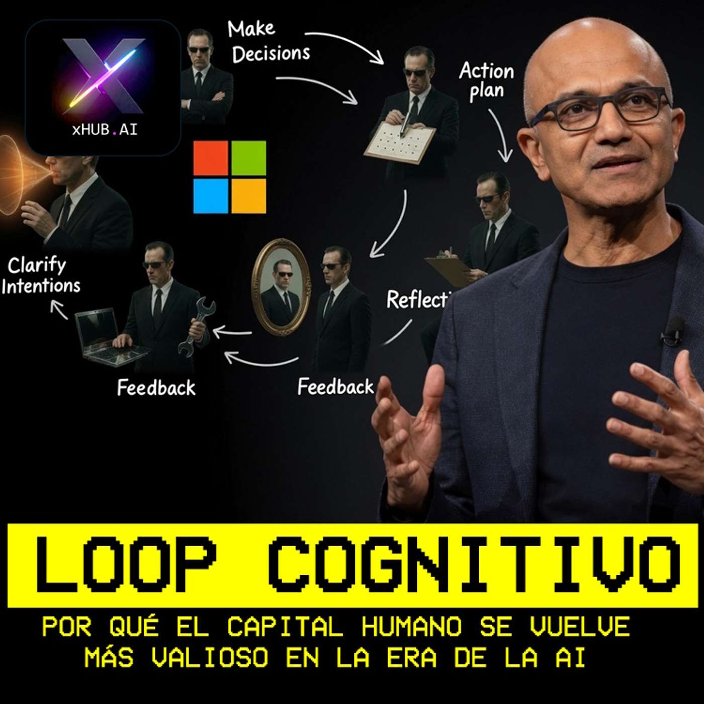 T6.E124. xDEBATE.AI EL LOOP COGNITIVO DE SATYA NADELLA CEO DE MICROSOFT ¿Por qué el capital humano se vuelve más valioso en la era de la inteligencia artificial?