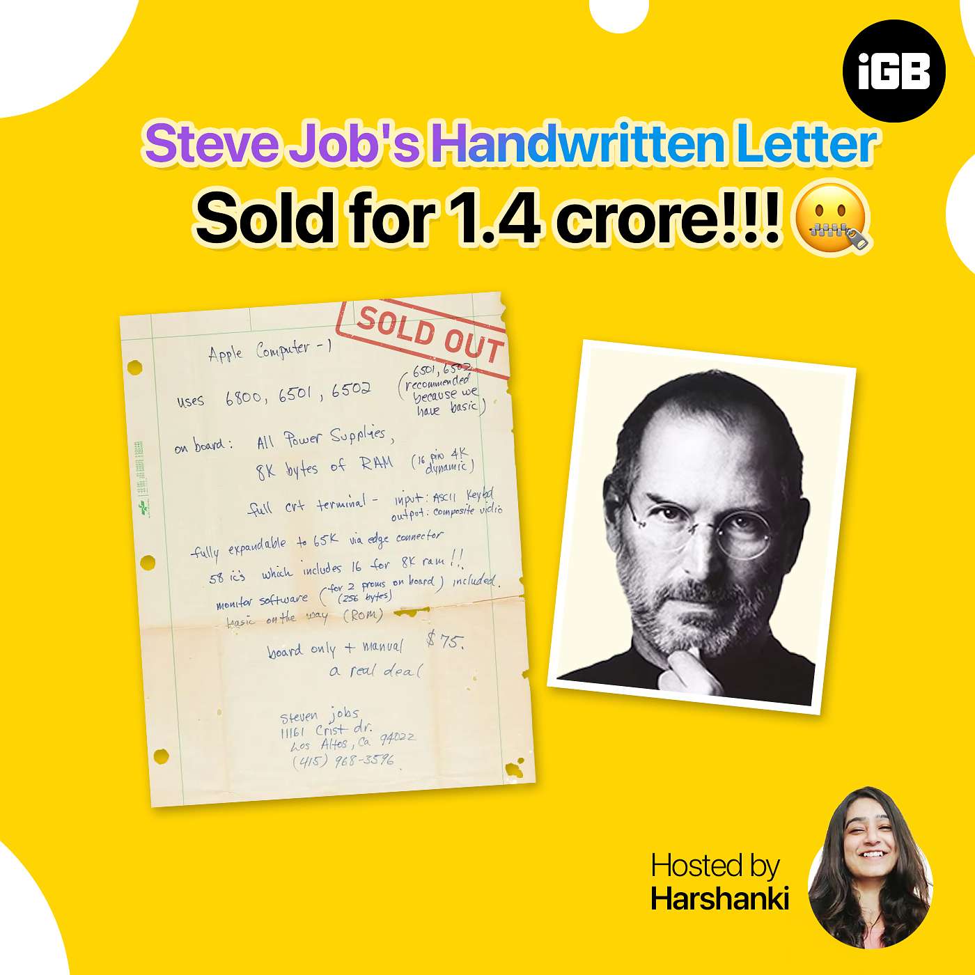 Steve Job's Handwritten letter sold for 1.4 crore!!!