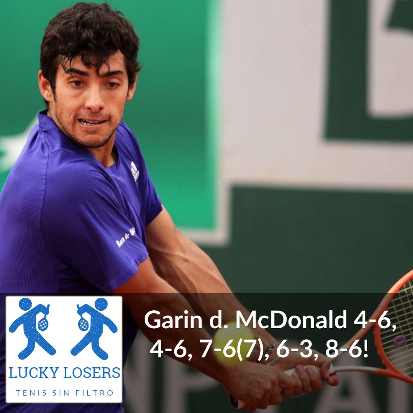 2/jun/2021 - Garin d. McDonald 4-6, 4-6, 7-6(7), 6-3, 8-6!
