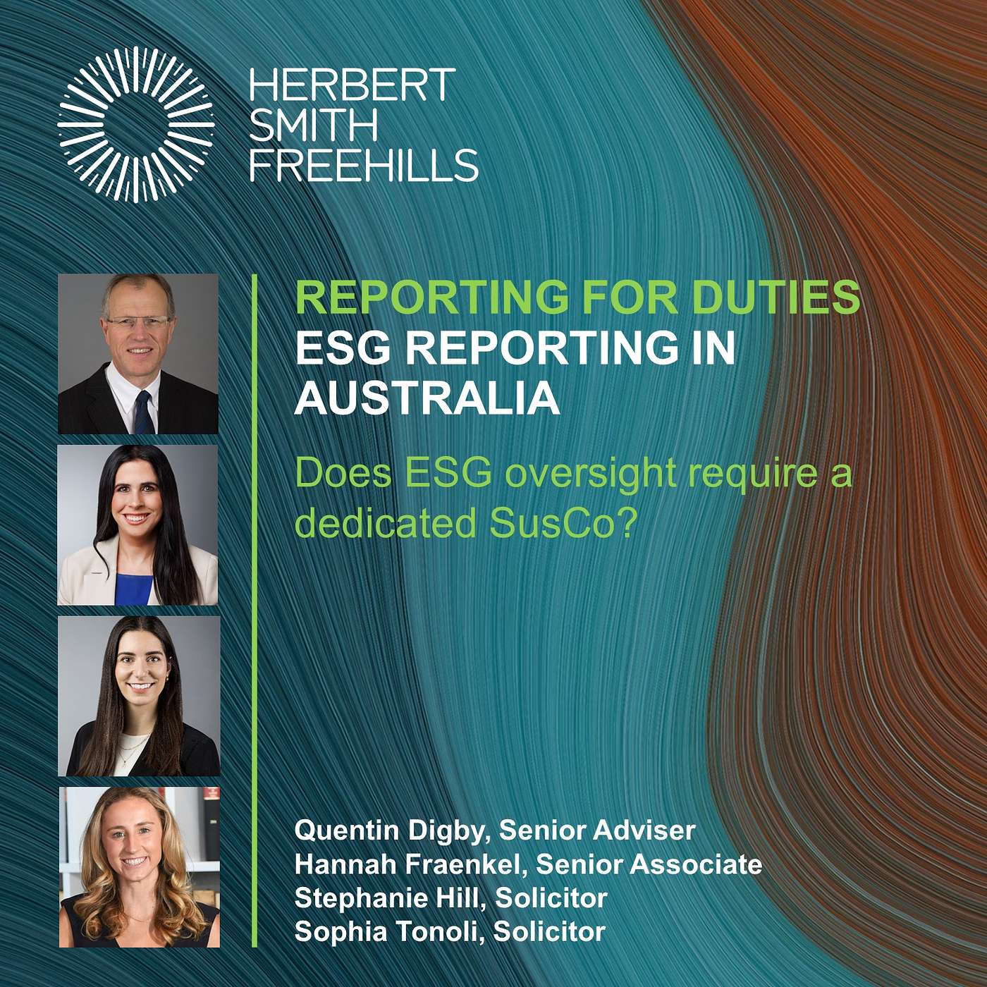 Reporting For Duties: ESG Reporting in Australia - Does ESG oversight require a dedicated SusCo?