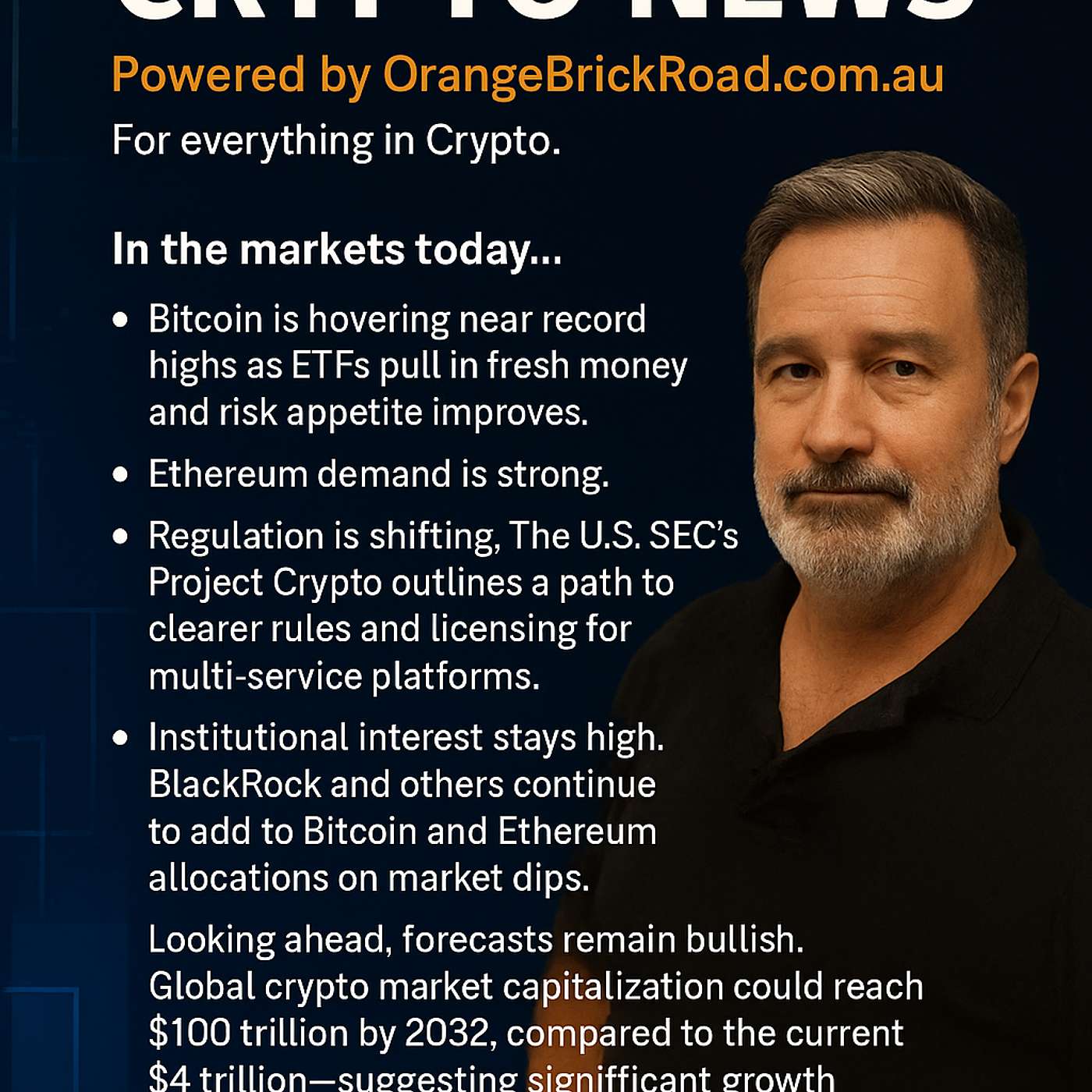Bitcoin is hovering near record highs as ETFs pull in fresh money and risk appetite improves.
