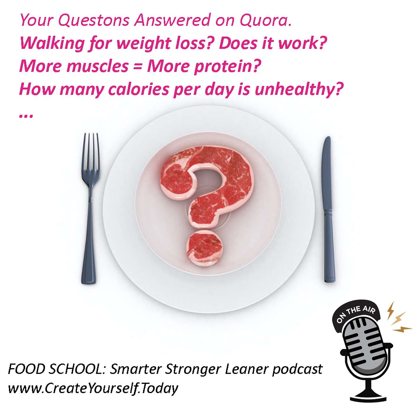 Your questions answered. Walking for weight loss? More Muscles = More Protein? How many calories per day is unhealthy?