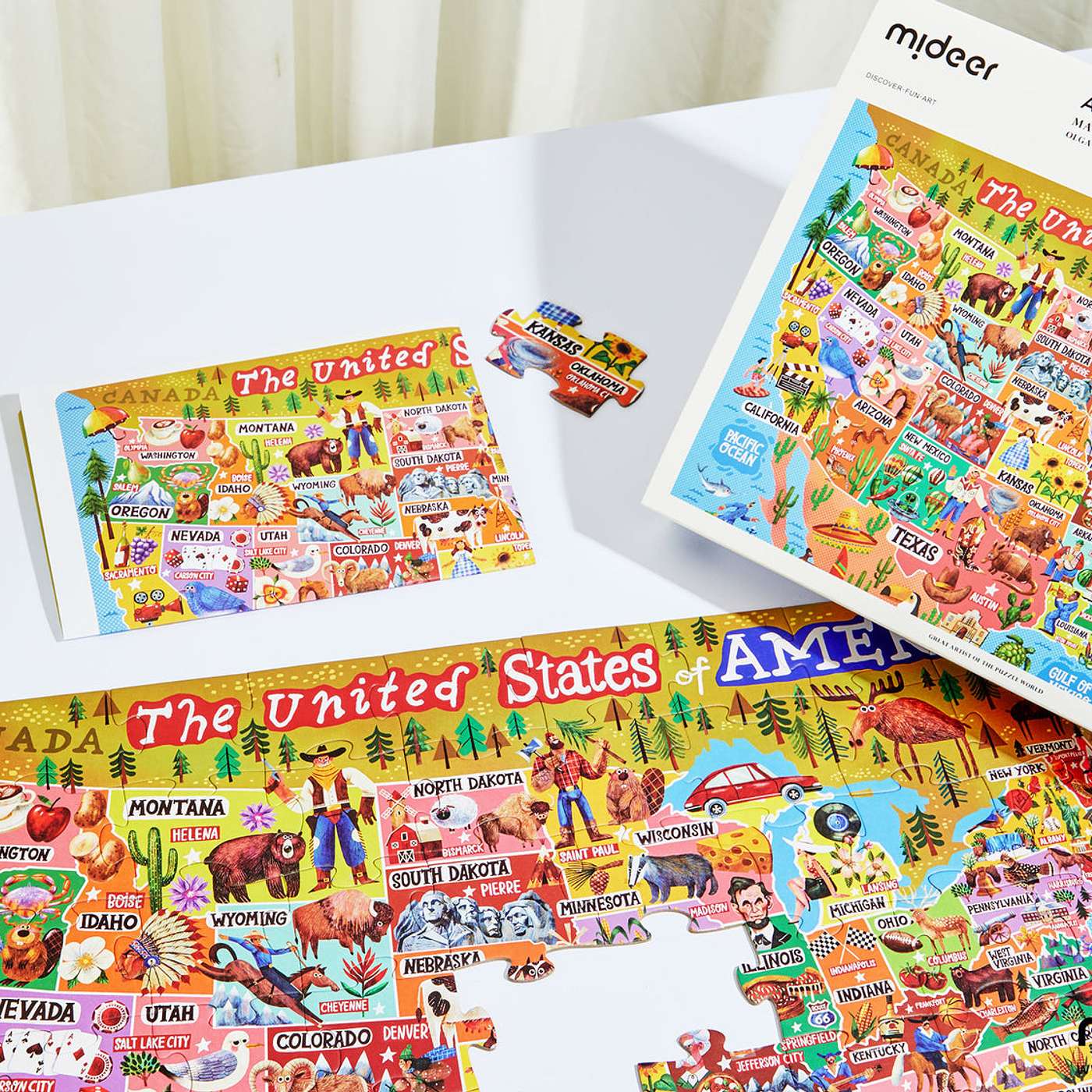 Exploring America on Memorial Day with the Artist Puzzle: Map of the USA