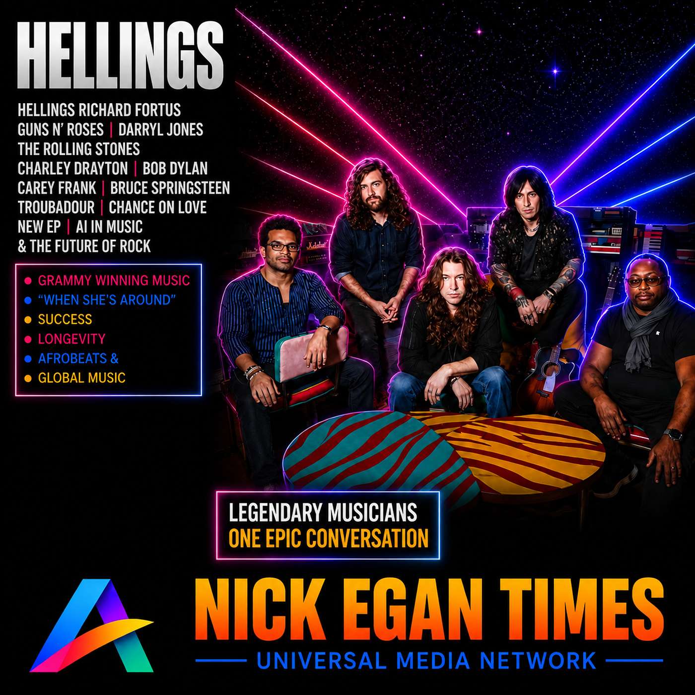 Hellings Richard Fortus, Guns N’ Roses, Darryl Jones, The Rolling Stones, Charley Drayton, Bob Dylan, Carey Frank, Bruce Springsteen, Troubadour, Chance on Love, New EP, AI in Music & The Future of Rock | Nick Egan Times episode artwork