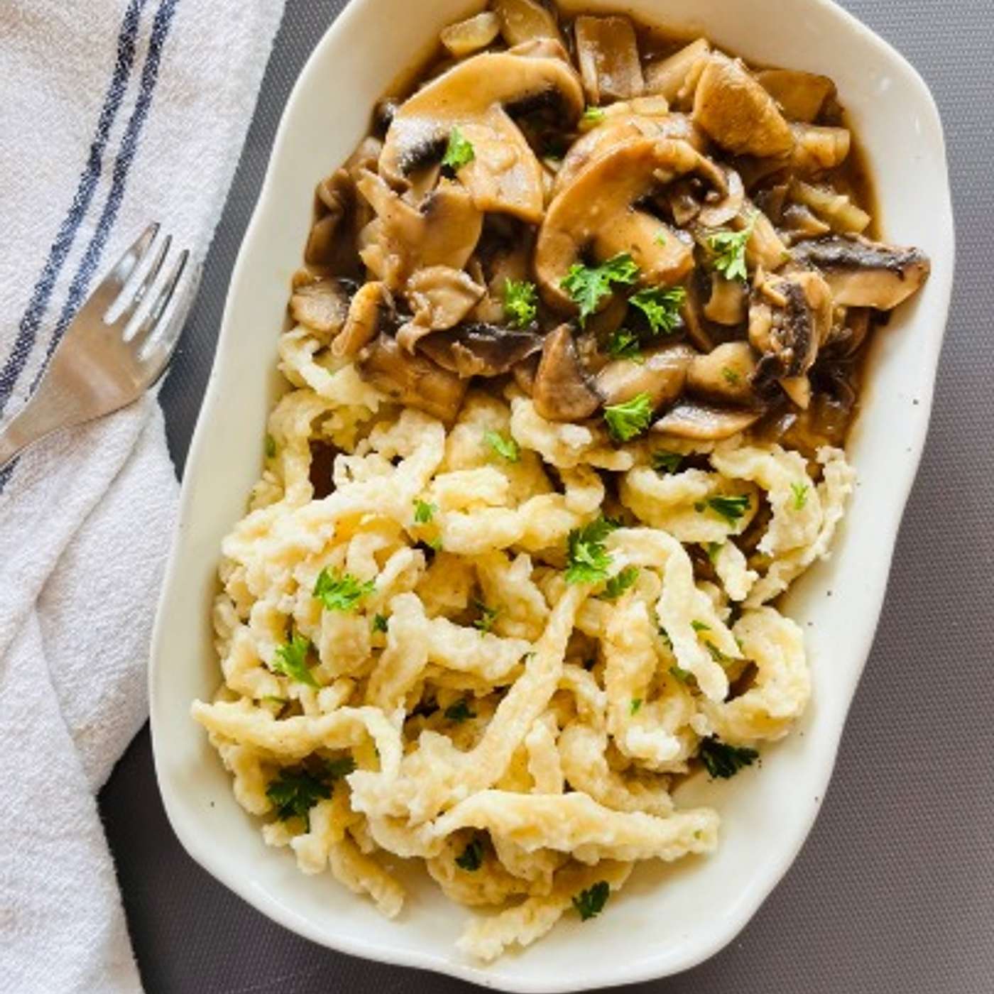 S4 E4 Celebrating Oktoberfest: German Spätzle with Mushroom Gravy (Jägerspätzle)