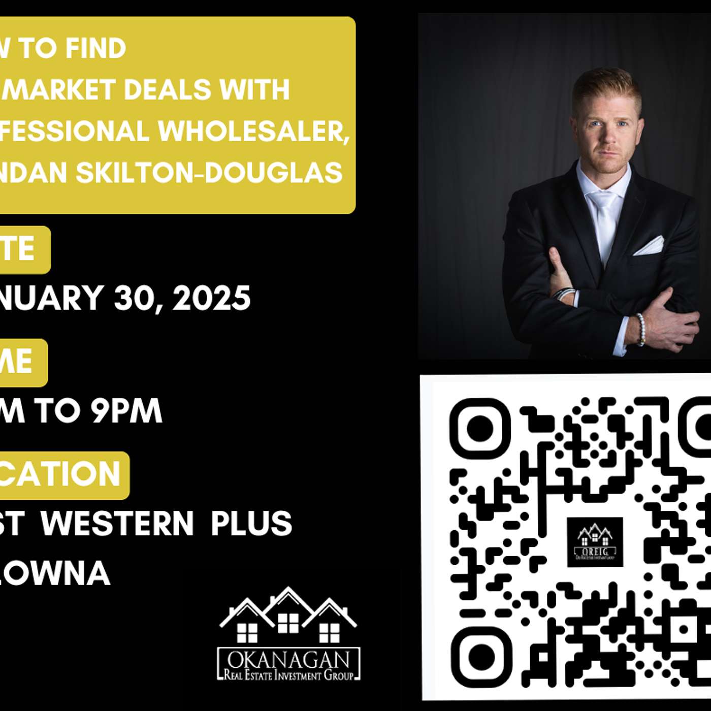 Okanagan Real Estate Investment Group Recording. January 2025. Topic: Wholesaling with Brendan Skilton Douglas episode artwork