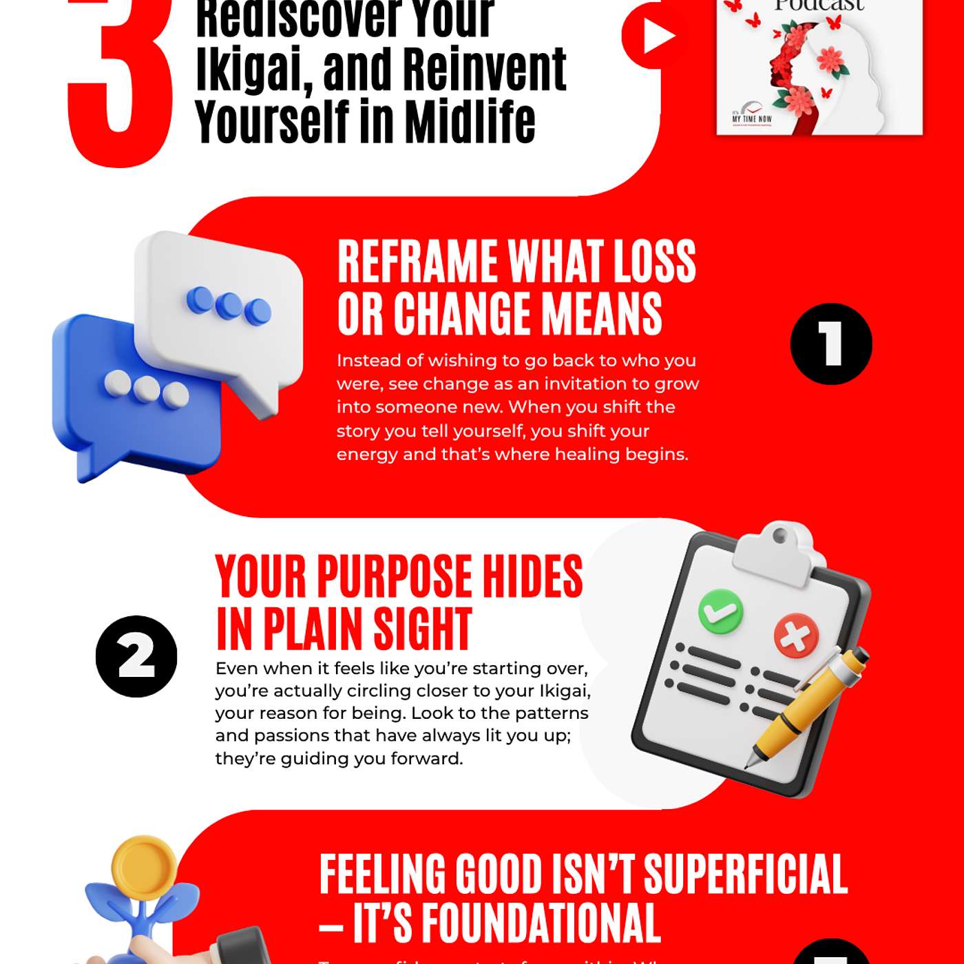 #252: 3 Ways to Reframe Loss, Rediscover Your Ikigai, and Reinvent Yourself in Midlife #252: 3 Ways to Reframe Loss, Rediscover Your Ikigai, and Reinvent Yourself in Midlife