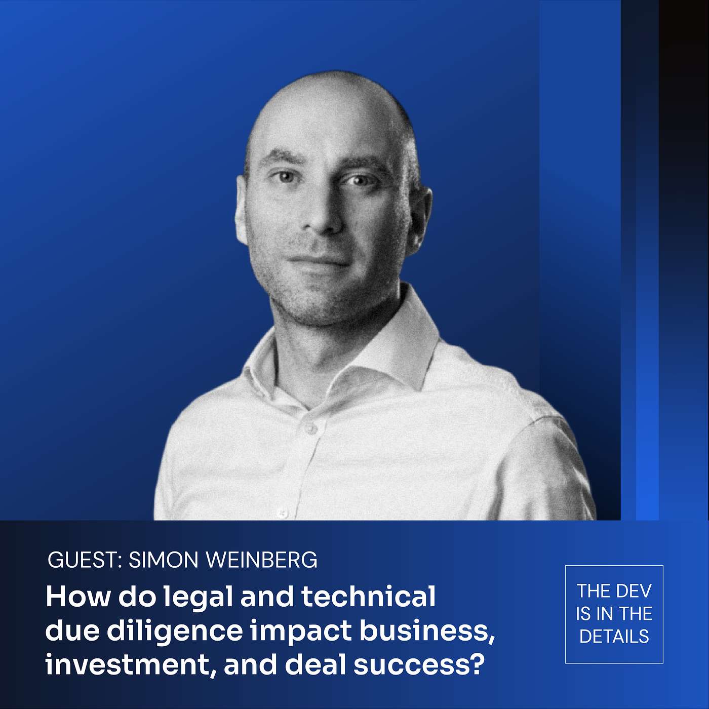 Simon Weinberg on the intersection of tech, law, and investment in modern due diligence | The Dev is in the Details #22 | S02 episode artwork