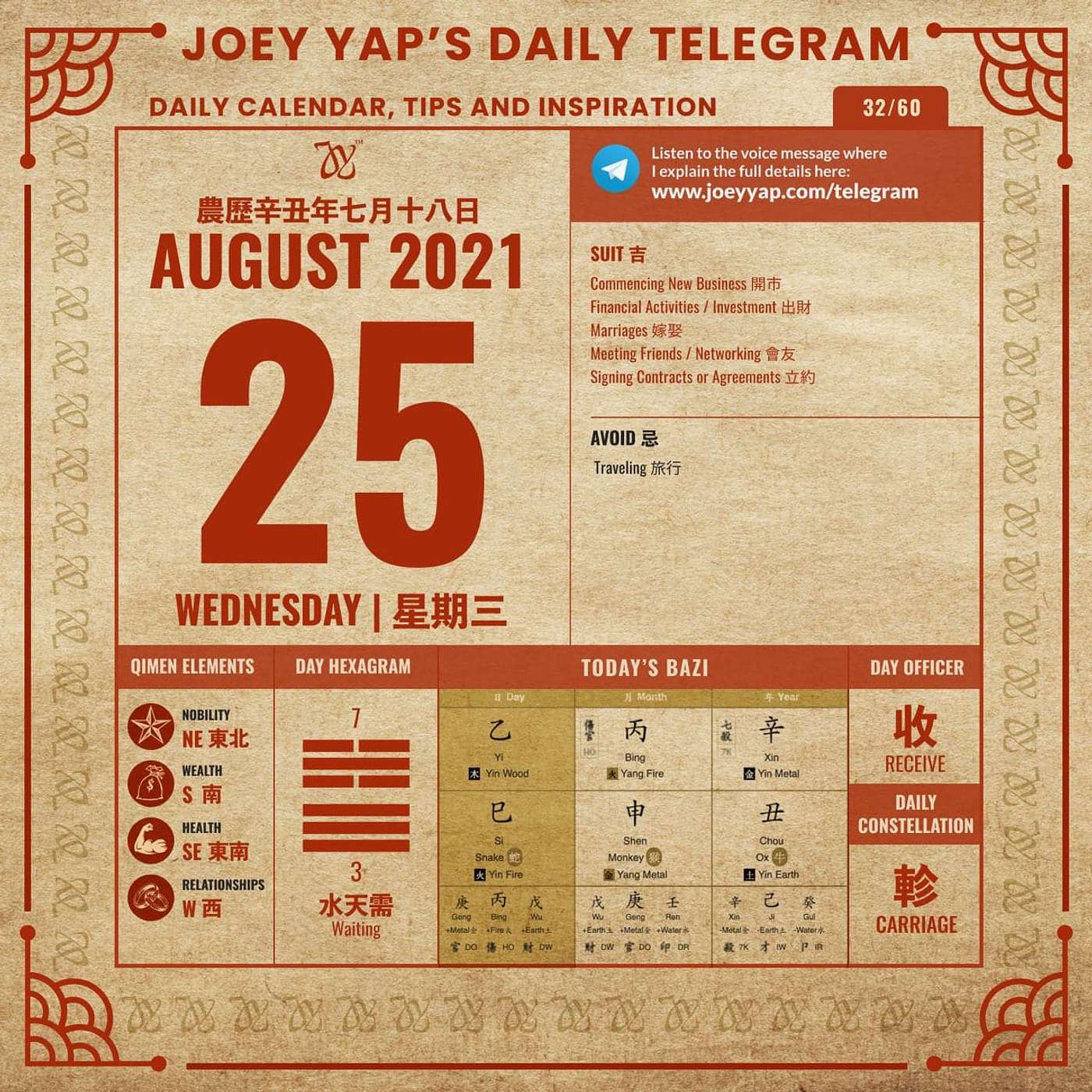 Daily Audio Calendar - 25th August 2021