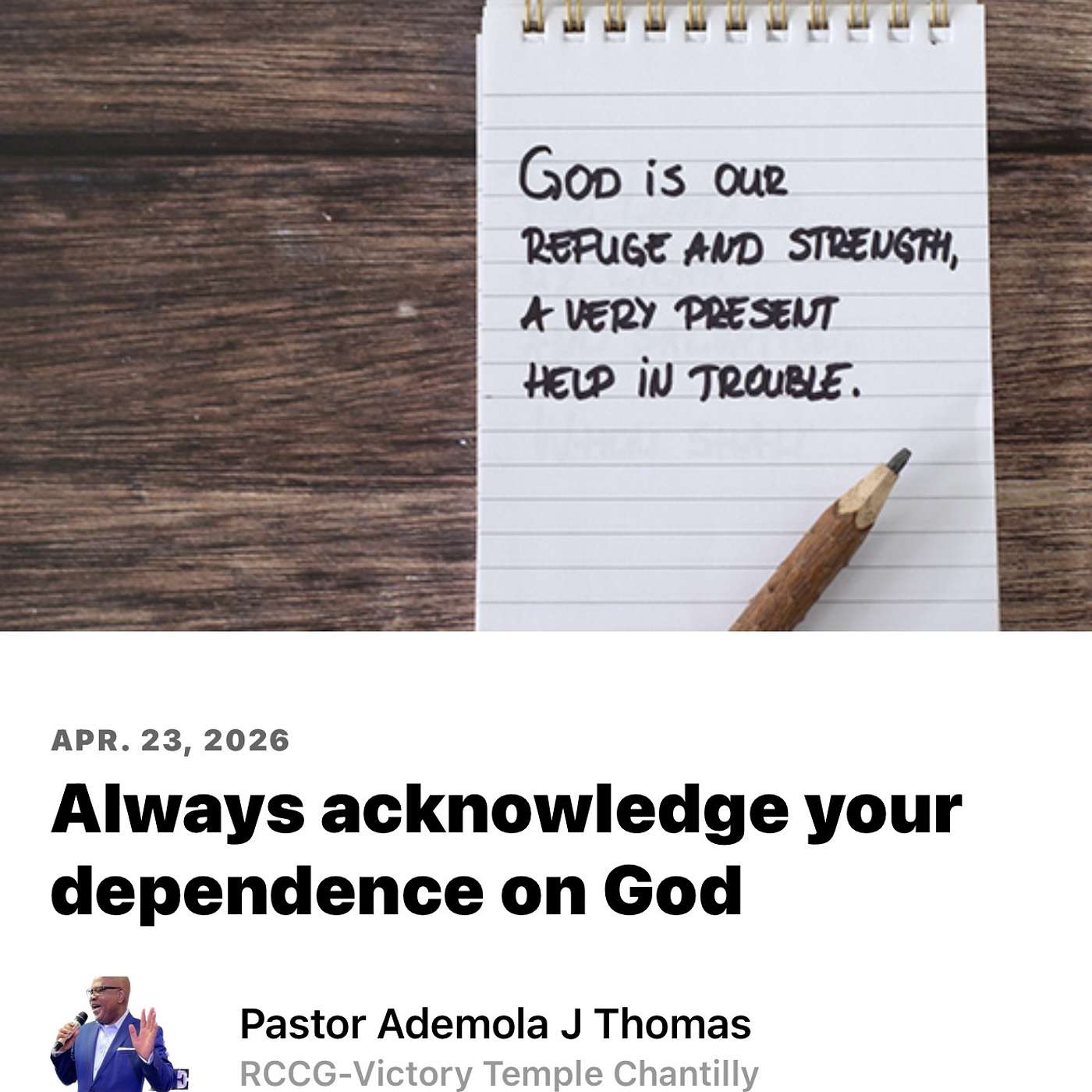 Always acknowledge your dependence on God. episode artwork