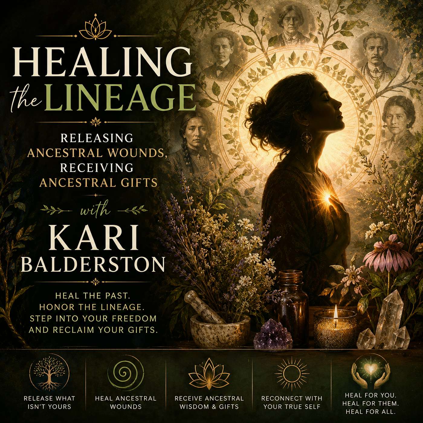 Healing the Lineage Releasing Ancestral Wounds, Receiving Ancestral Gifts | Kari Balderston episode artwork