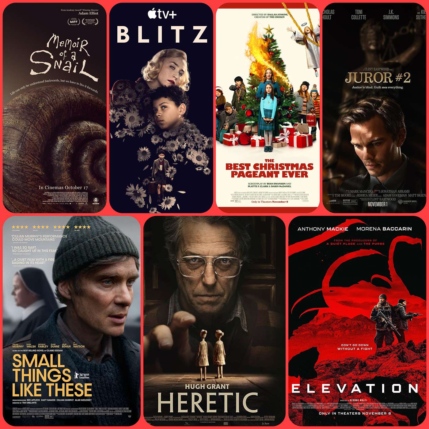 Episode 198 - Heretic, Small Things Like These, Blitz, Elevation, The Best Christmas Pageant Ever, Memoir of a Snail, Juror #2 episode artwork