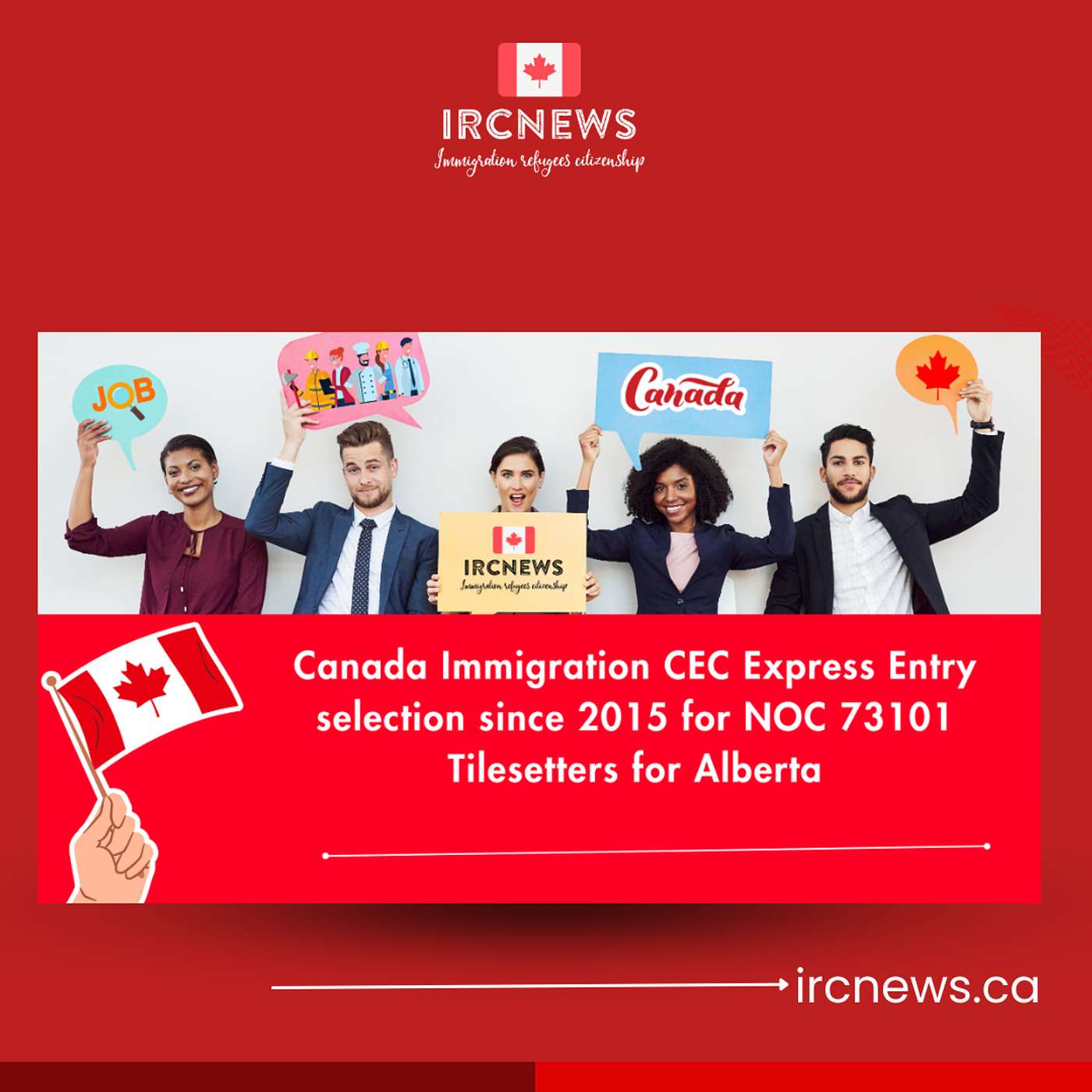 Canada Immigration CEC Express Entry selection since 2015 for NOC 73101 Tilesetters for Alberta