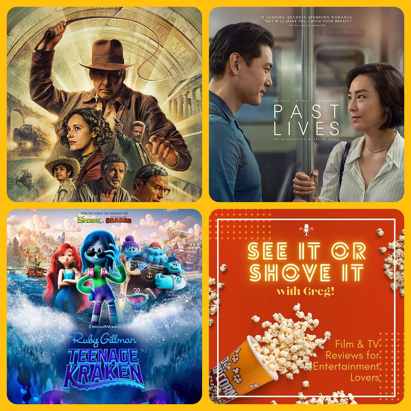 Episode 92: Indiana Jones and the Dial of Destiny, Past Lives, Ruby Gillman: Teenage Kraken episode artwork