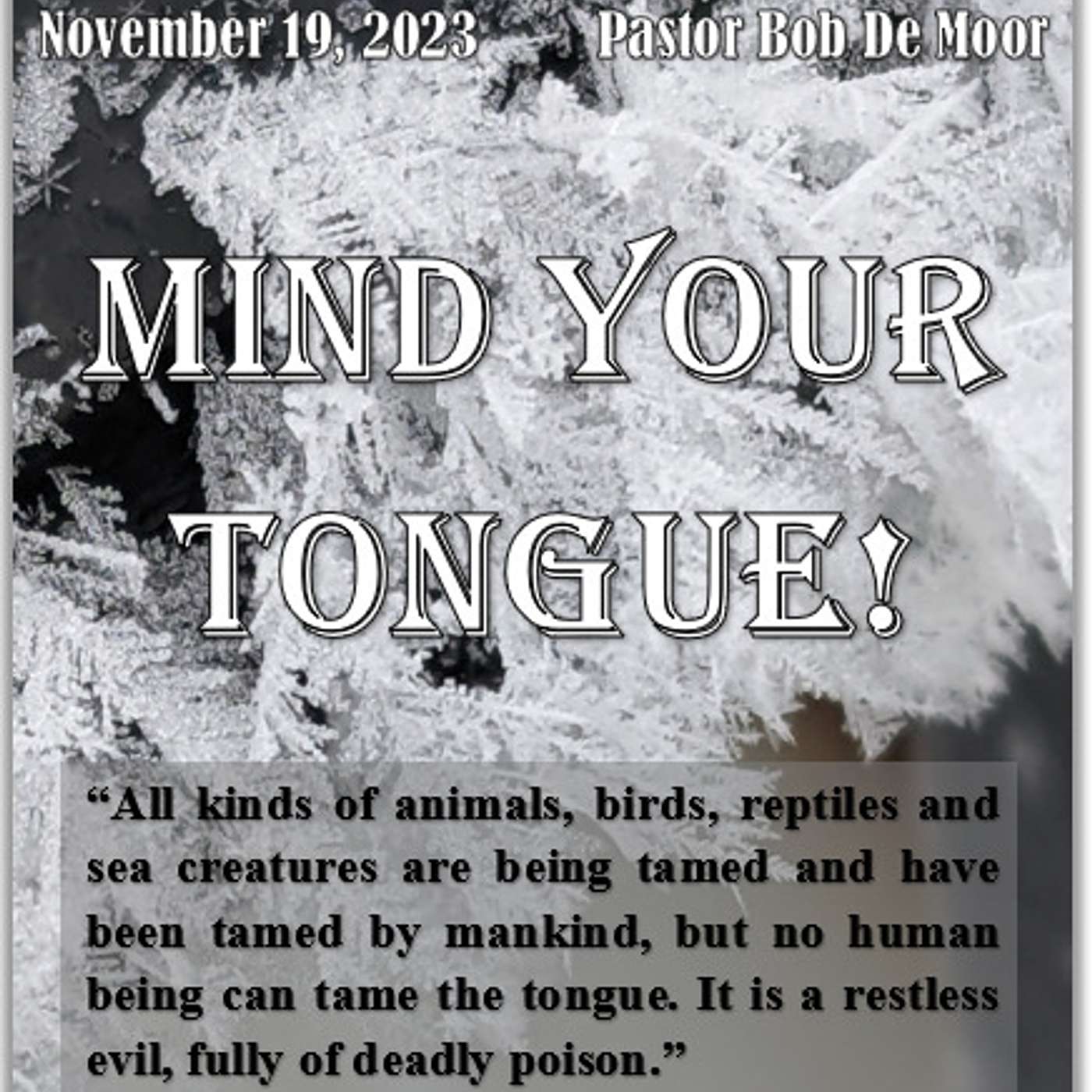 November 19, 2023 Mind Your Tongue! James3:7-18 , Proverbs 18:2, 13 episode artwork
