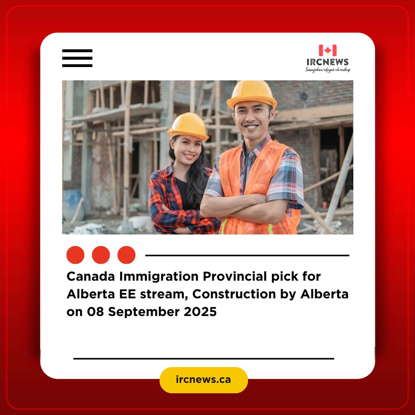 Canada Immigration Provincial pick for Alberta EE stream, Construction by Alberta  on 08 September 2025 episode artwork