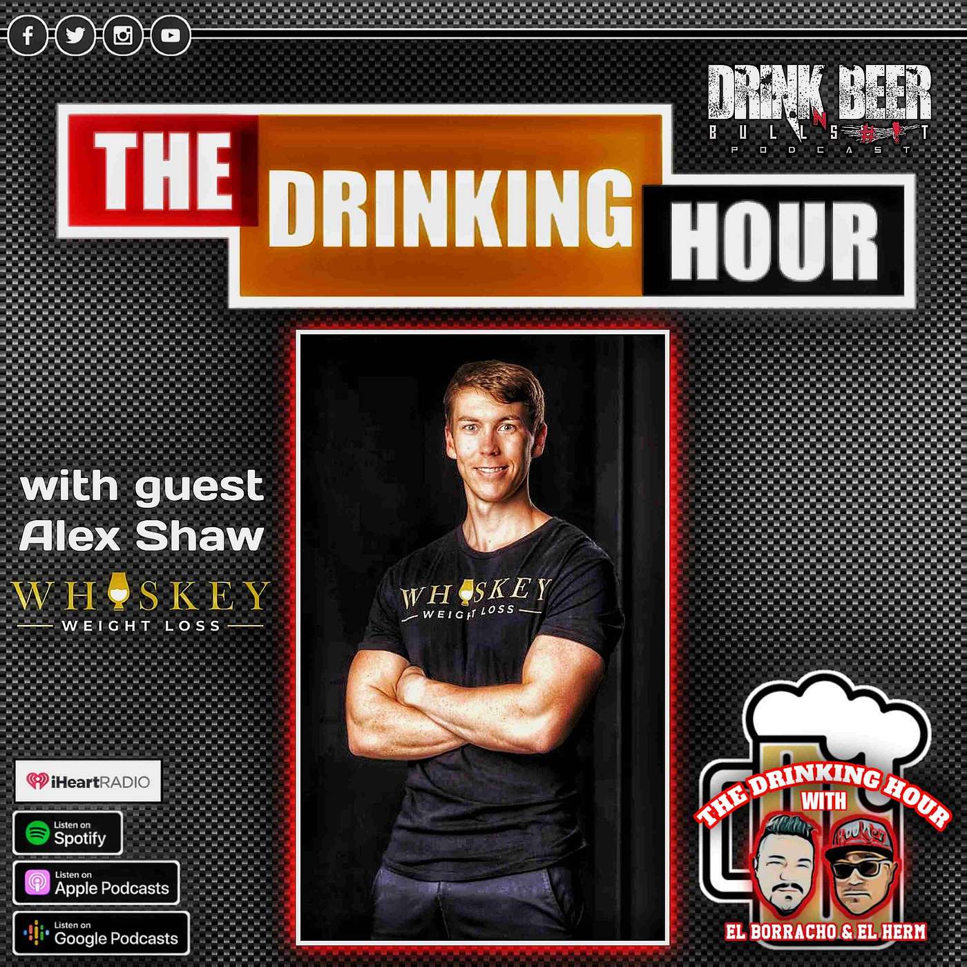 DBNBS Podcast Presents | The Drinking Hour Episode 3 with El Borracho and El Herm | interview with Alex Shaw | Whiskey Weight Loss episode artwork