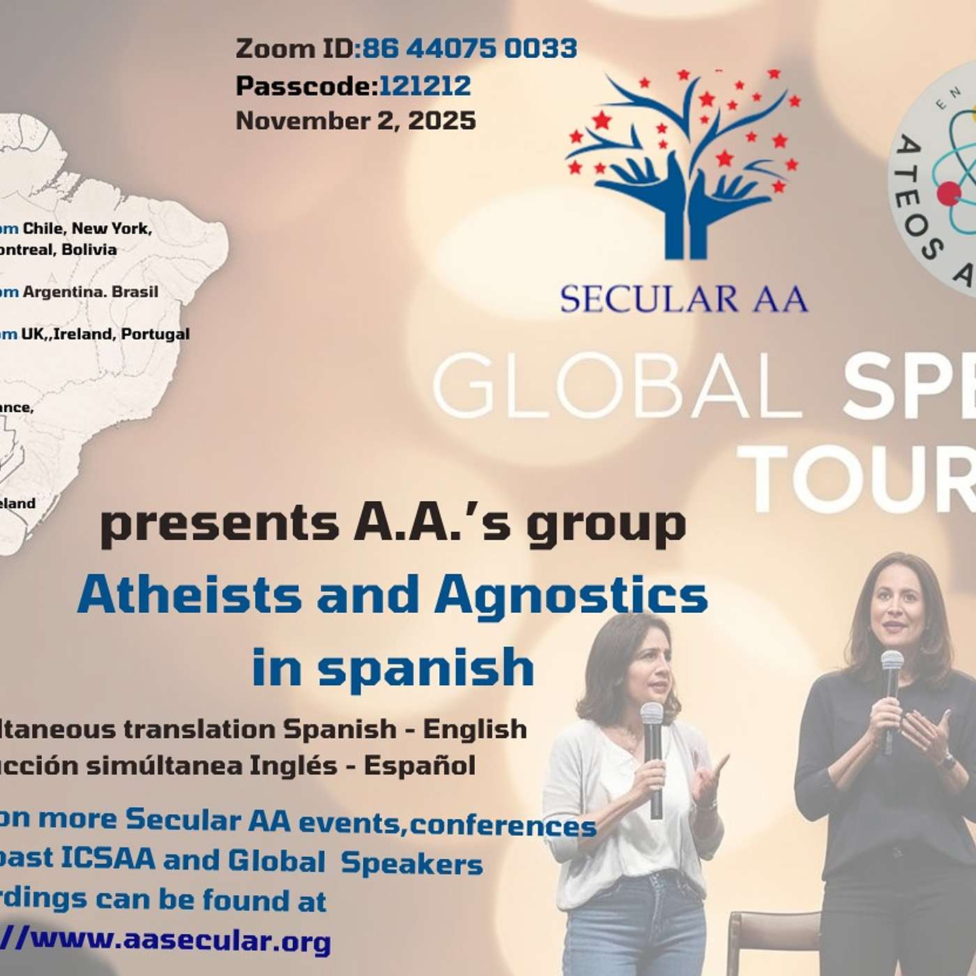 Secular AA Global Speaker Tour - Ateos y Agnósticos en Español - Nov 2, 2025 (English Translation)