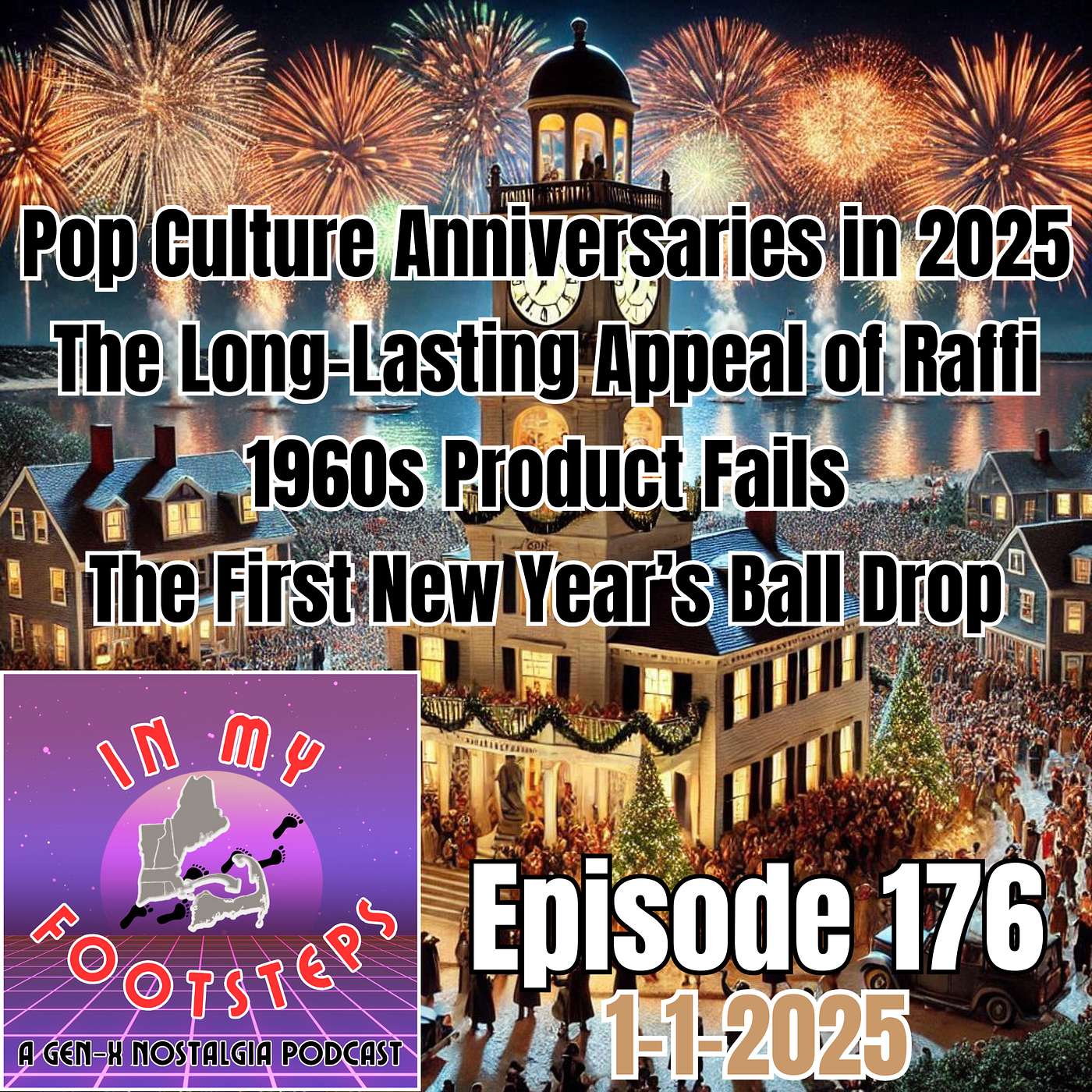 Episode 176: Pop Culture Anniversaries in 2025, the Long-Lasting Appeal of Raffi, 1960s Product Fails, 1st NYE Ball Drop(1-1-2025)
