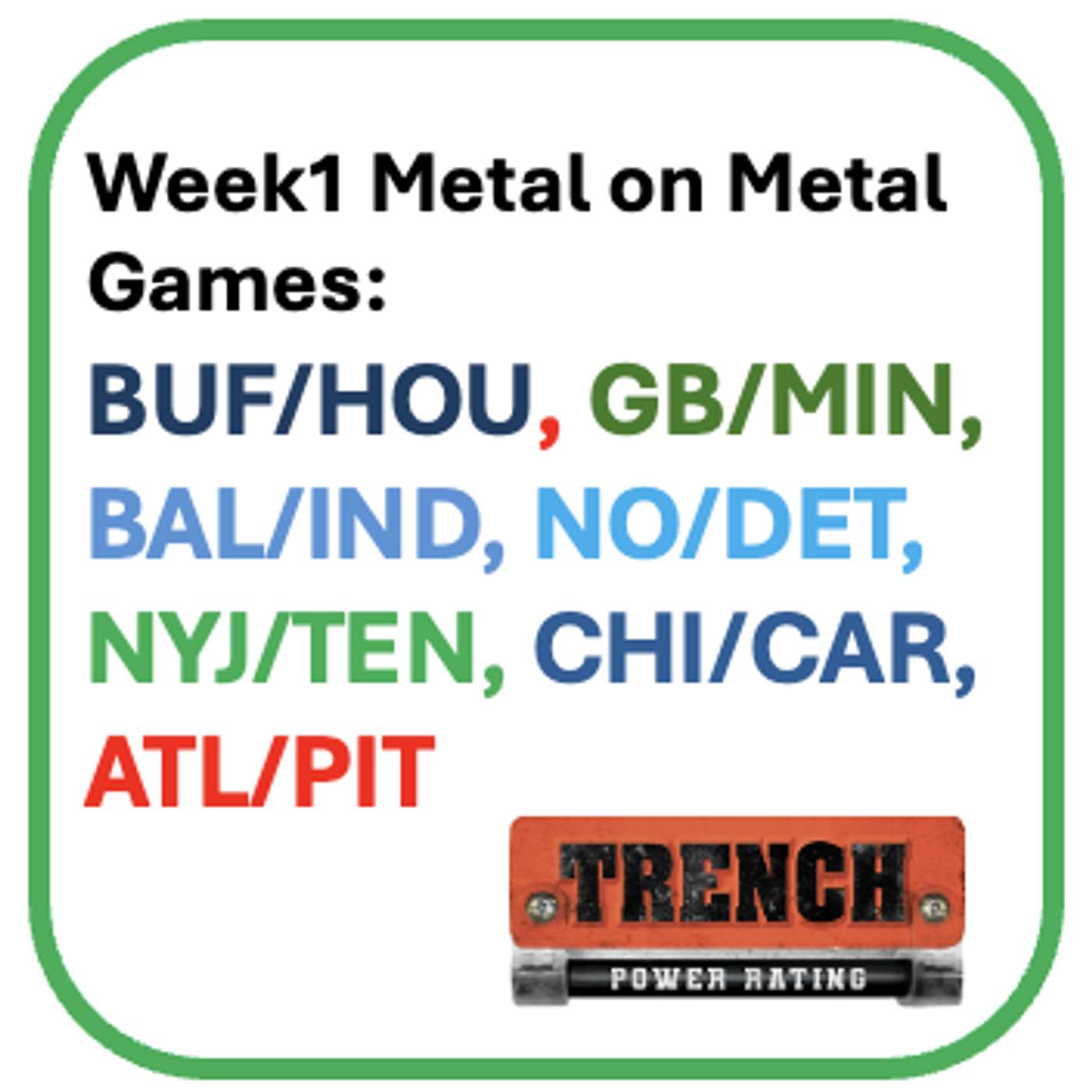 NFL Week1 Games: Metal on Metal. TPR Scores to Close to Call. episode artwork
