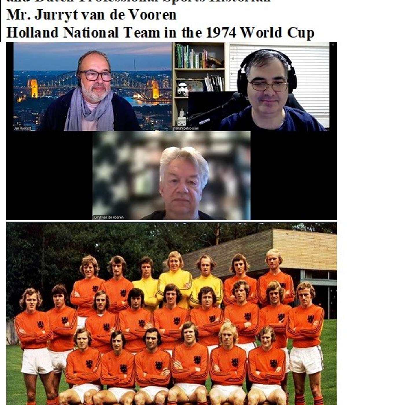 Soccernostalgia Talk Podcast-Episode 221 (Interview with Mr. Jan Roskott of http://dutchsoccersite.org/ on and Dutch Professional Sports Historian Mr. Jurryt van de Vooren as we discuss Holland National Team during the 1974 World Cup)