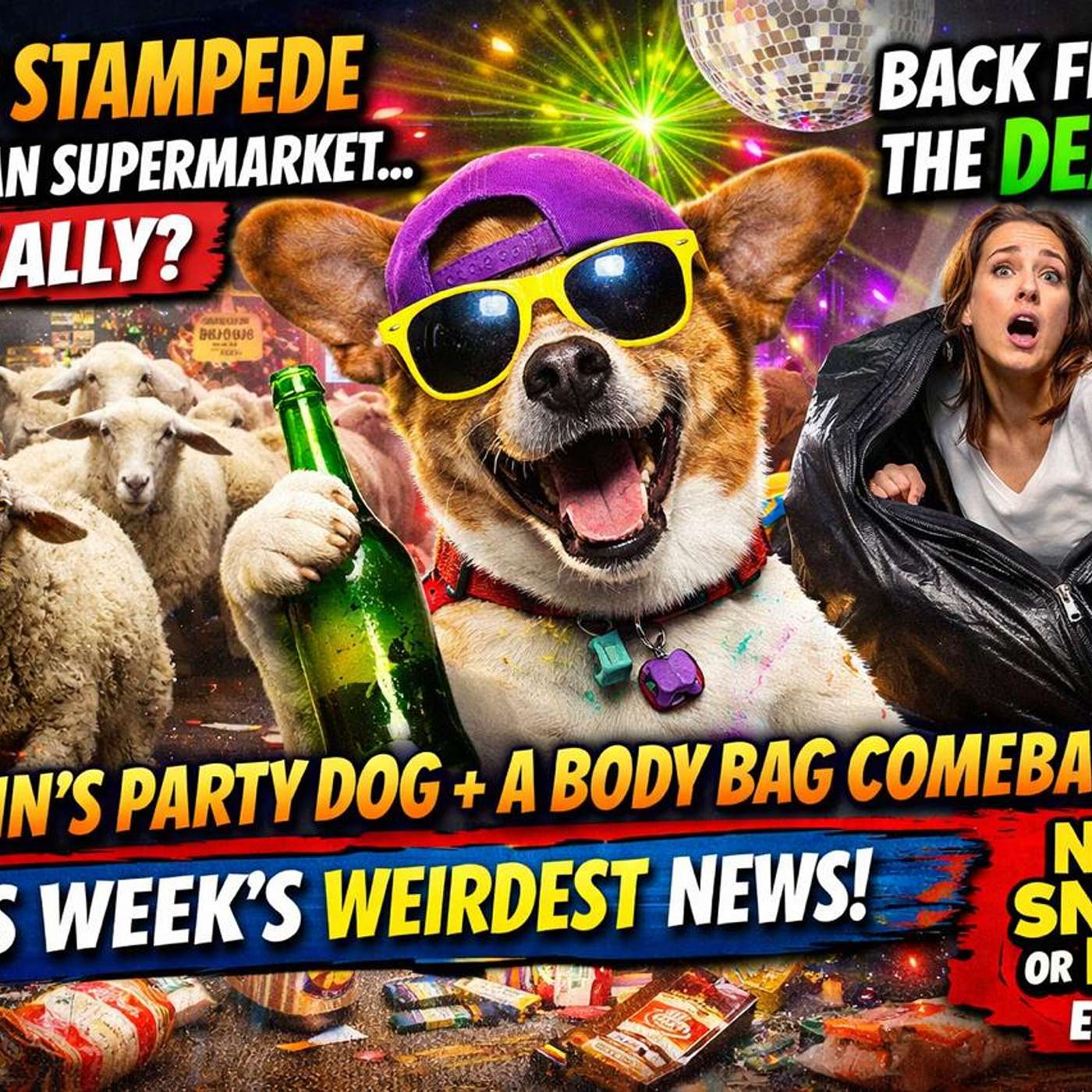 Sheep Stampede a German Supermarket… Really Darwin’s Party Dog + A Body Bag Comeback: This Week’s Weirdest New | No Snobs Or Knobs Ep 924 episode artwork