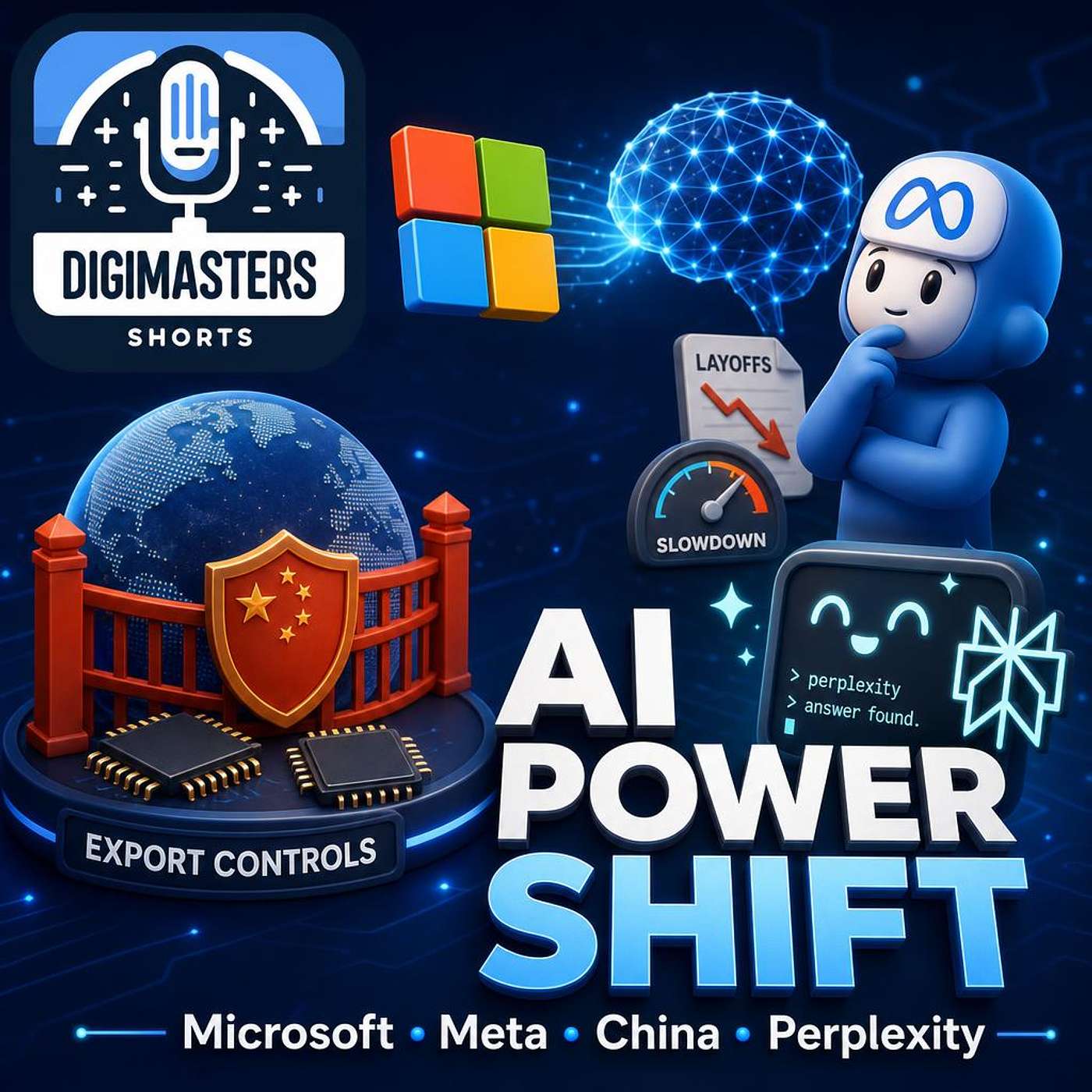 Microsoft cuts OpenAI ties for in-house AI, Zuckerberg admits Meta AI slowdown amid layoffs, China mulls tight AI export controls, Perplexity targets AI coding dominance episode artwork