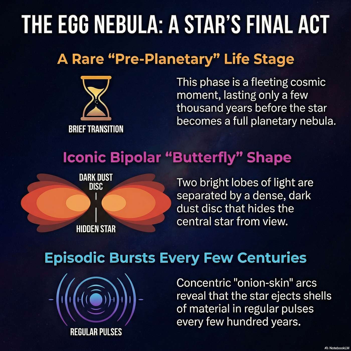 Egg Nebula: A Cosmic Blink From Red Giant to Planetary Nebula episode artwork