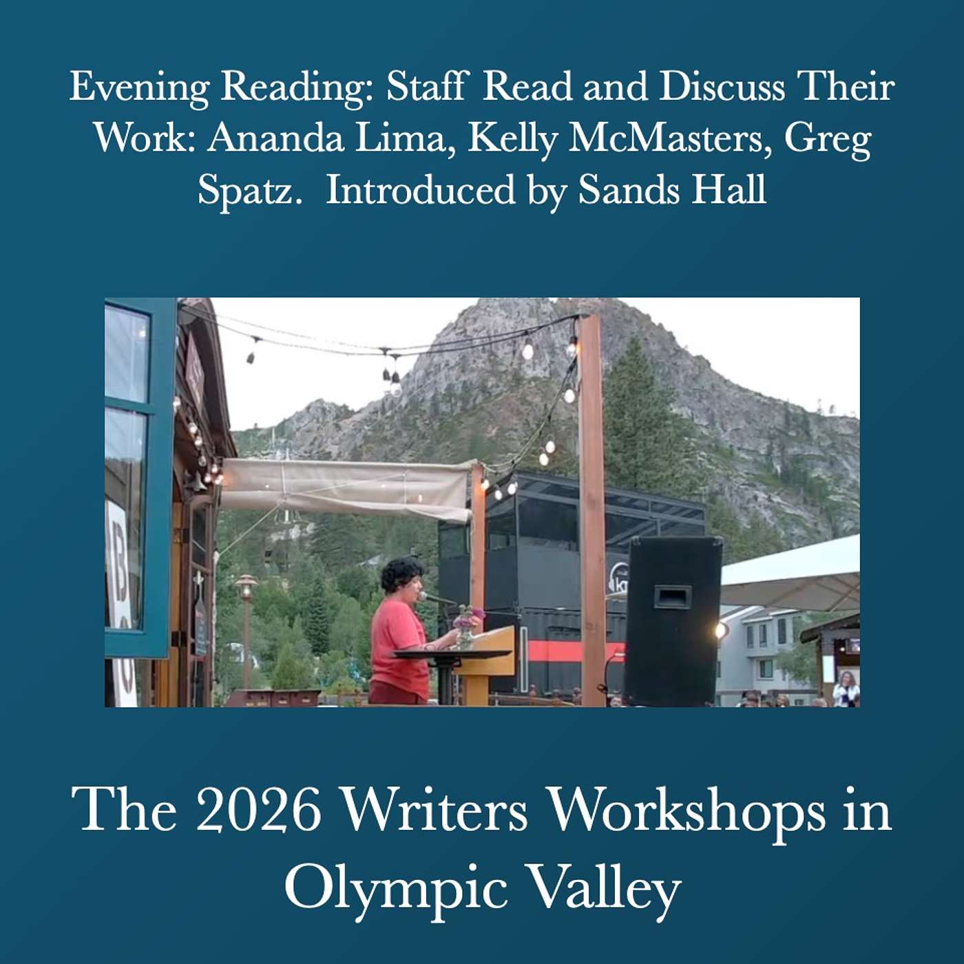 Writers Workshops 2026 - Evening Reading: Staff Read and Discuss Their Work: Ananda Lima, Kelly McMasters, Greg Spatz.  Introduced by Sands Hall episode artwork