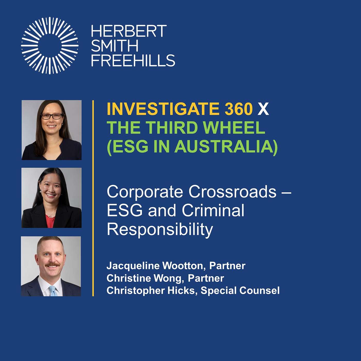 Investigate 360 x The Third Wheel: Corporate Crossroads – ESG and Criminal Responsibility episode artwork