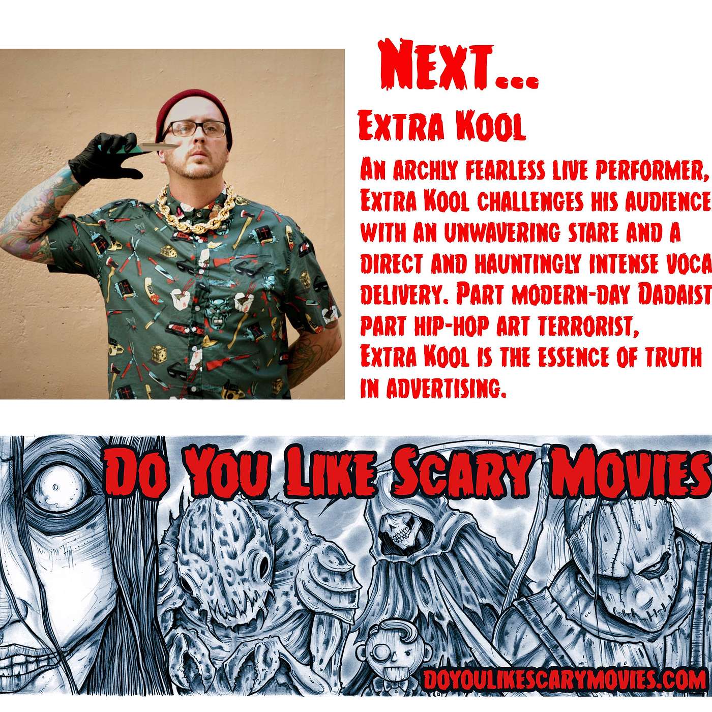 Join us for a discussion with Horror/Rap artist Extra Kool