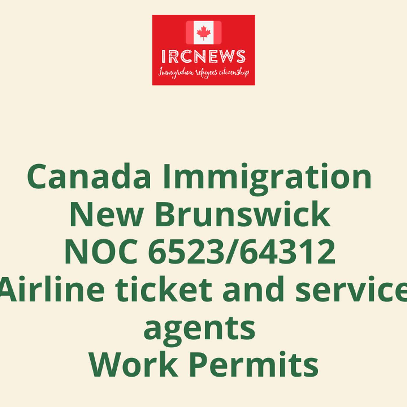 Canada Immigration New Brunswick NOC 6523/64312 Airline ticket and service agents Work Permits episode artwork