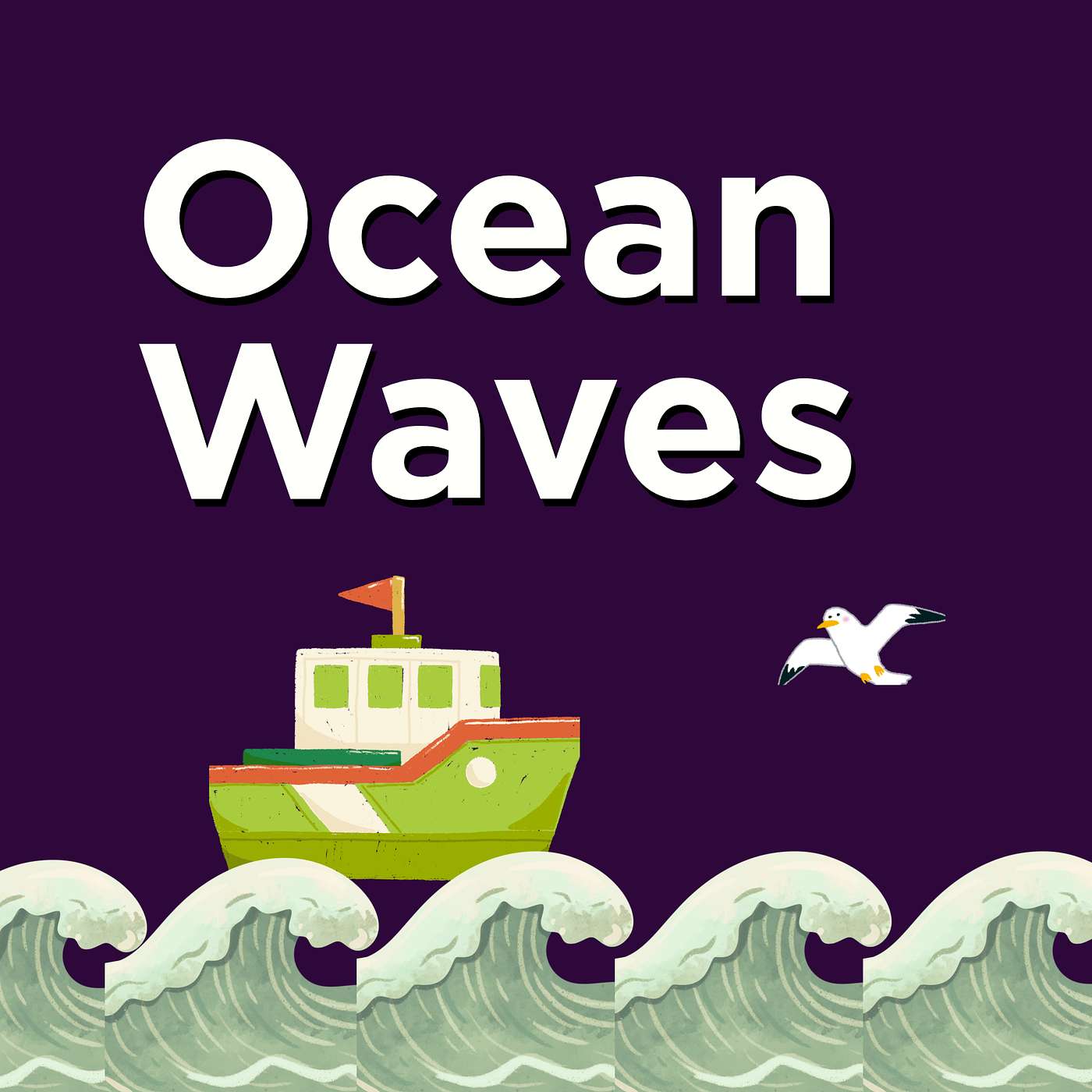 Crashing Waves + Green Noise LOOP - for ADHD Focus and Sleep - Calm Your Mind Fast