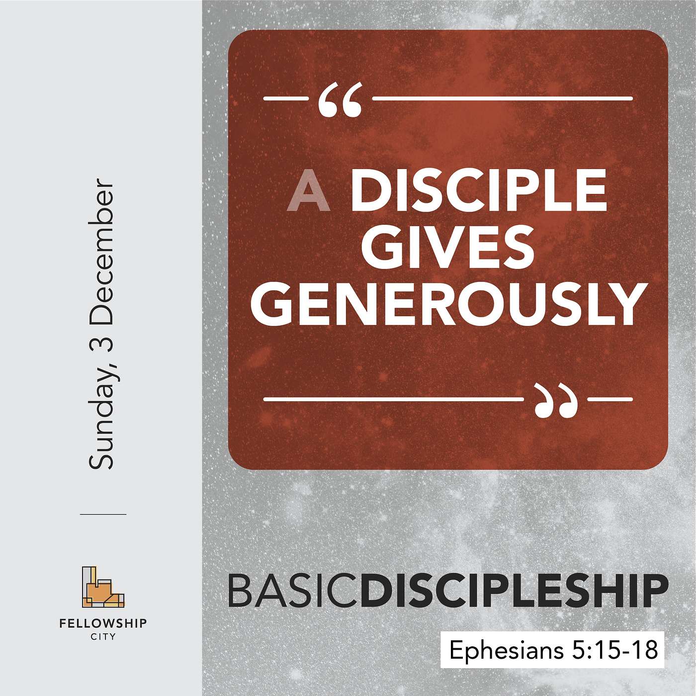 Basic Discipleship: E5 - A Disciple Gives Generously - Eph 5:15-18 episode artwork