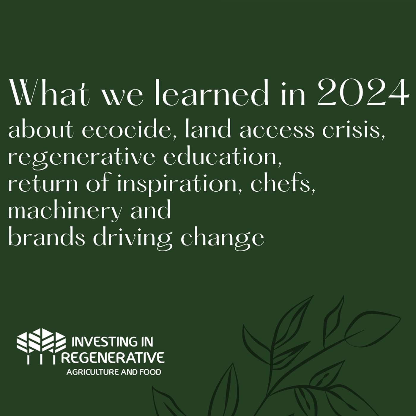 What we learned in 2024 about ecocide, land access crisis, regenerative education, return of inspiration, chefs, machinery and brands driving change