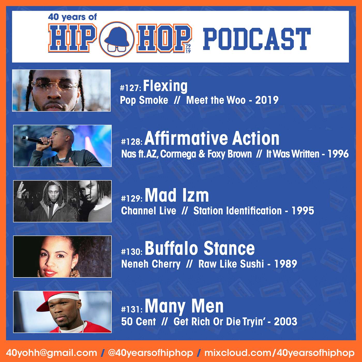 Vol.04 #127 to #131 Podcast * Flexing - Affirmative Action - Mad Izm - Buffalo Stance - Many Men * 40 Years of Hip Hop