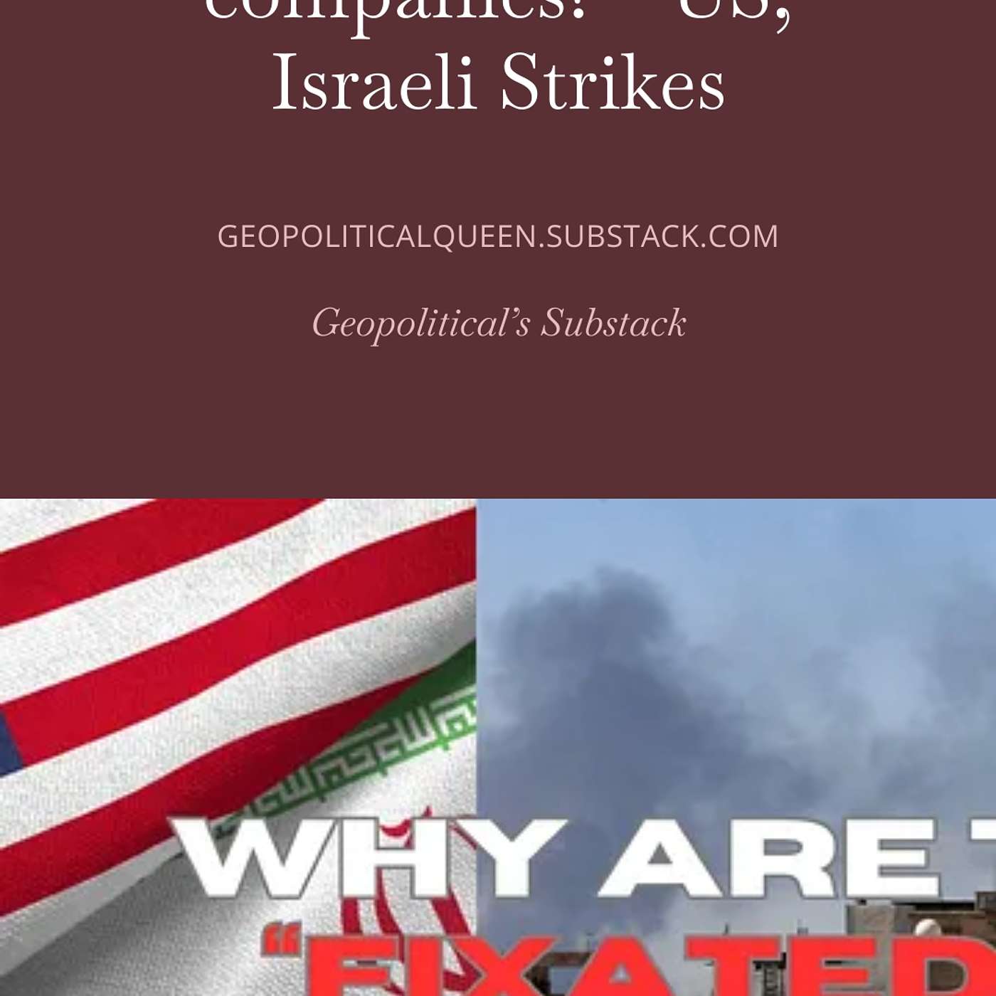 Tech self reliance vs  geopolitics - Iranian development destroyed by US and israel