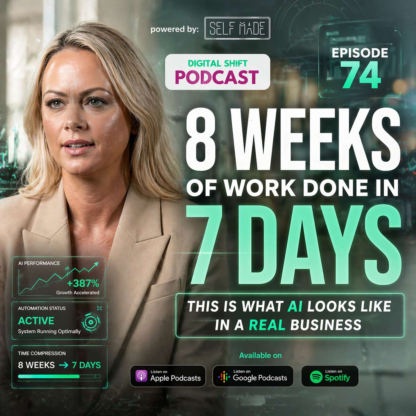 Podcast Episode 74 - 8 Weeks of Work Done in 7 Days — This Is What AI Looks Like in a Real Business episode artwork