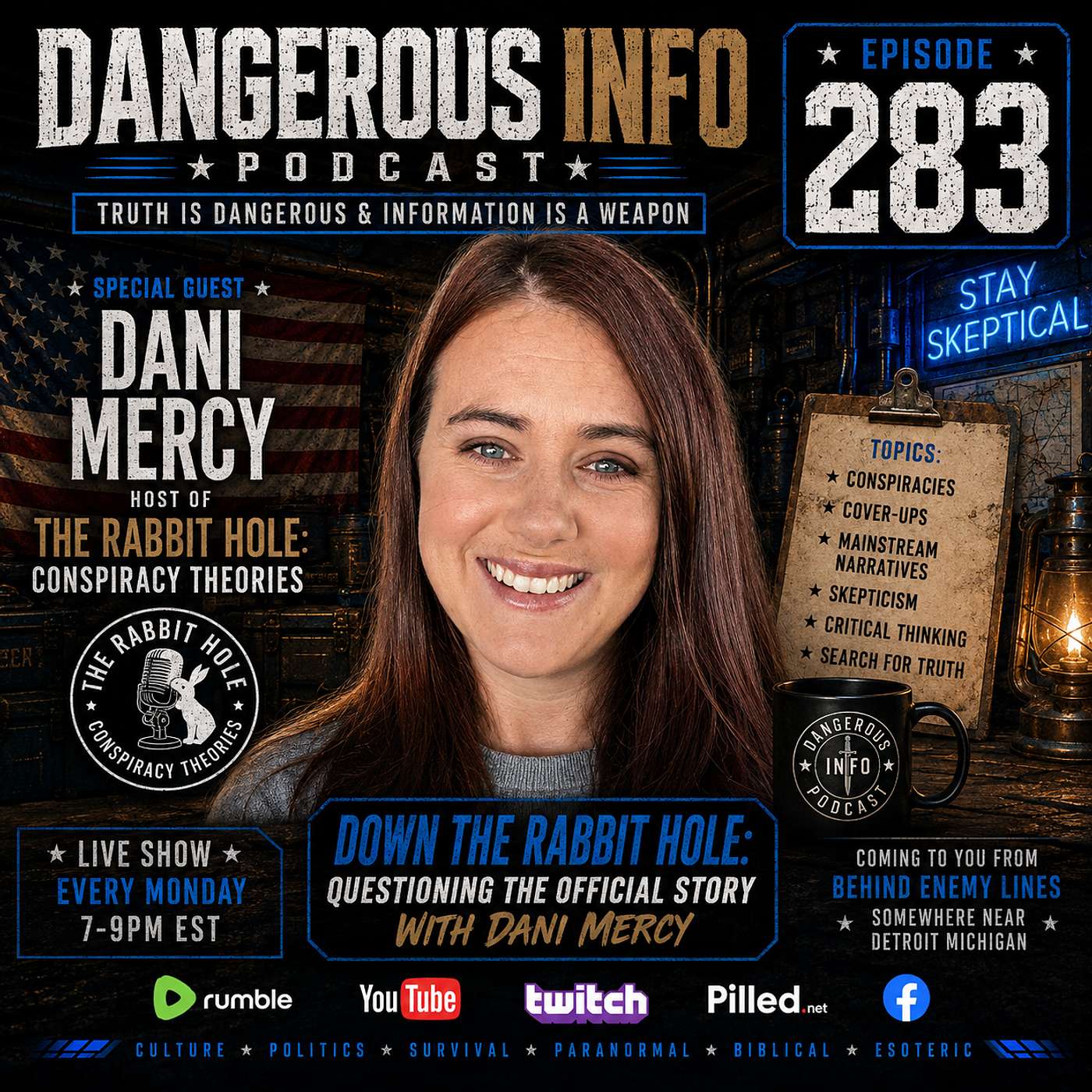 283 "Down the Rabbit Hole" Questioning the Official Story with Dani Mercy, CERN, Mandela Effect, timeline shifts, blackmailing rings, Denver International Airport