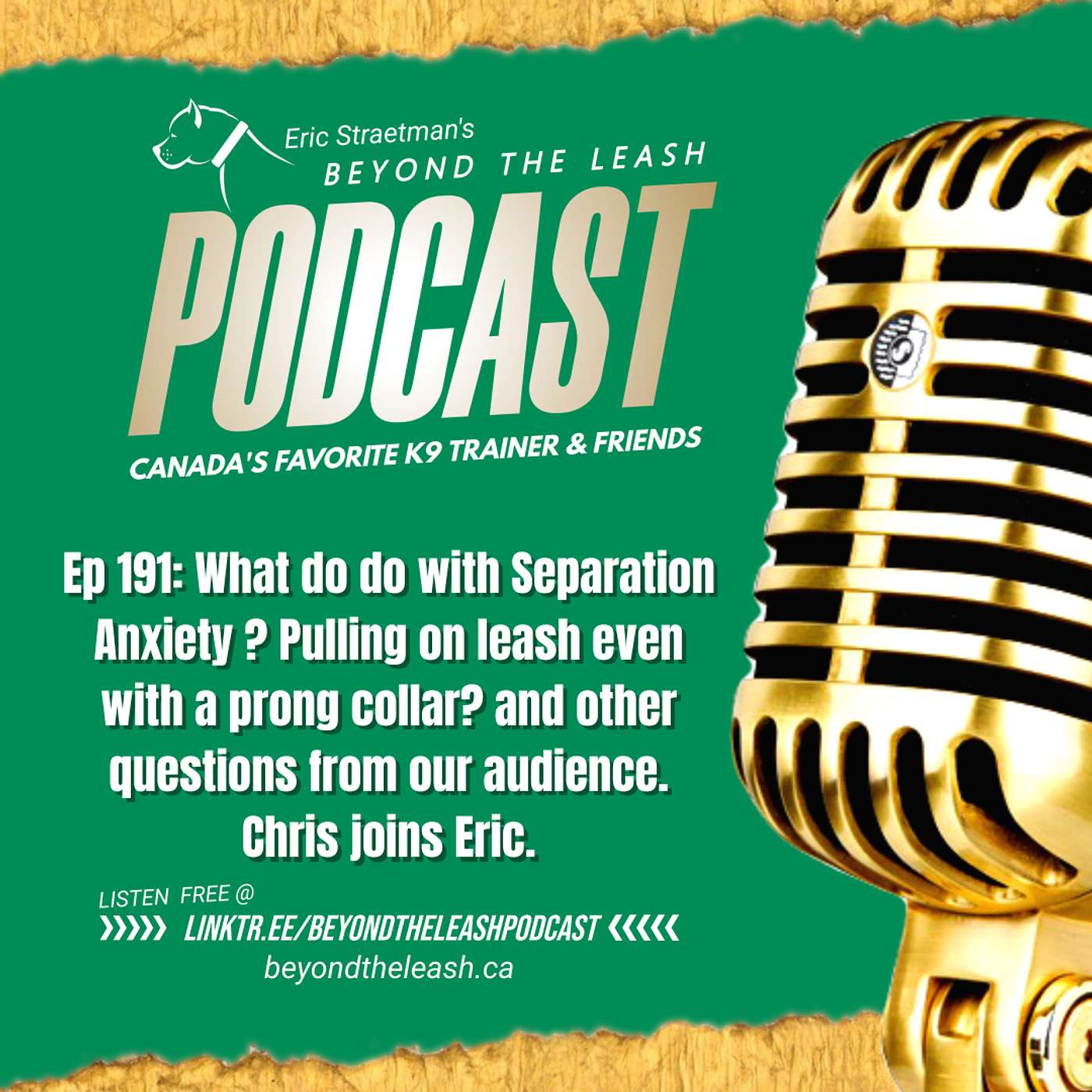 Ep 191: What do do with Separation Anxiety ?  Pulling on leash even with a prong collar? Plus other questions from our audience