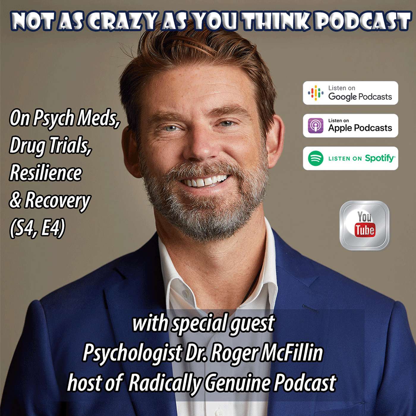 An Interview with Psychologist Dr. Roger McFillin, host of Radically Genuine Podcast, on Psych Meds, Drug Trials, Resilience & Recovery (S4, E4)