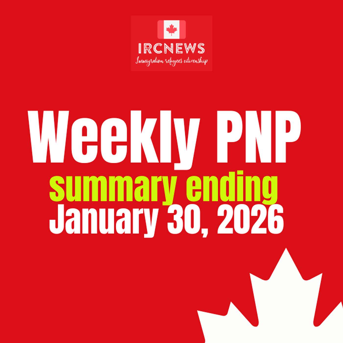 Canada Immigration Weekly PNP selection Summary for week ending January 30, 2026 episode artwork
