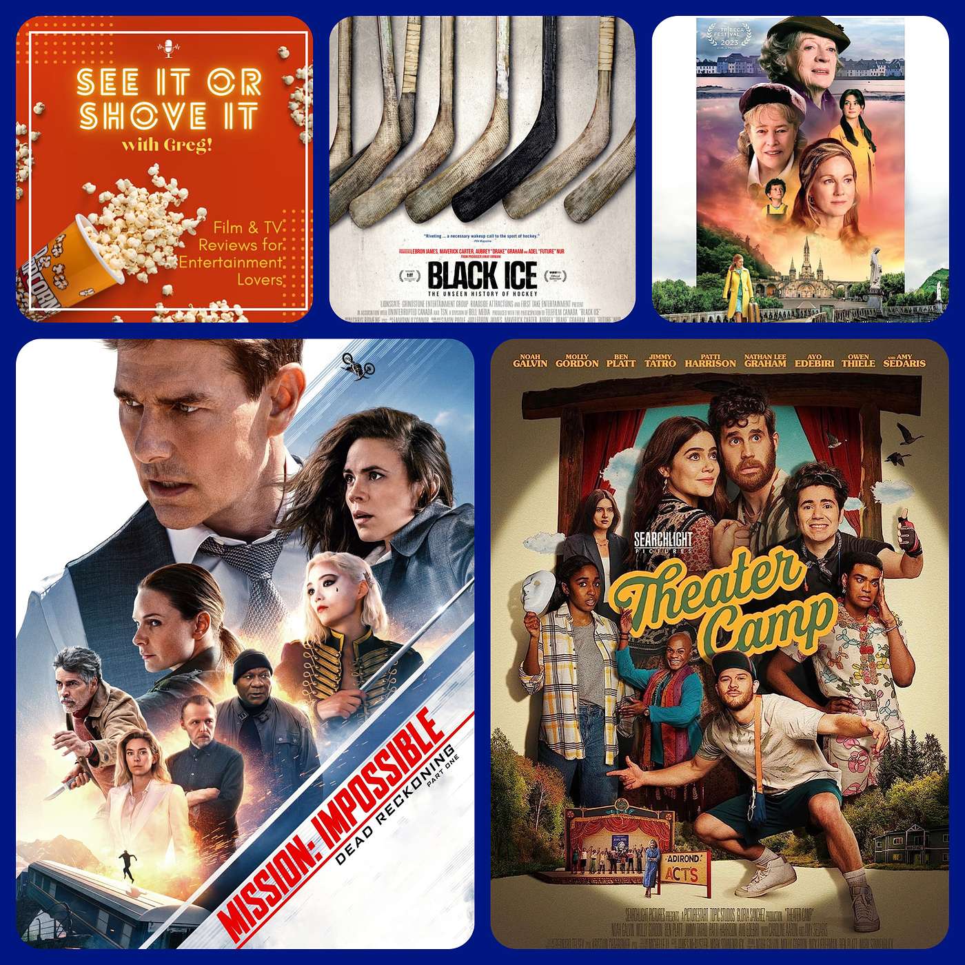 Episode 95: Mission: Impossible - Dead Reckoning, Part One, The Miracle Club, Black Ice, Theater Camp episode artwork