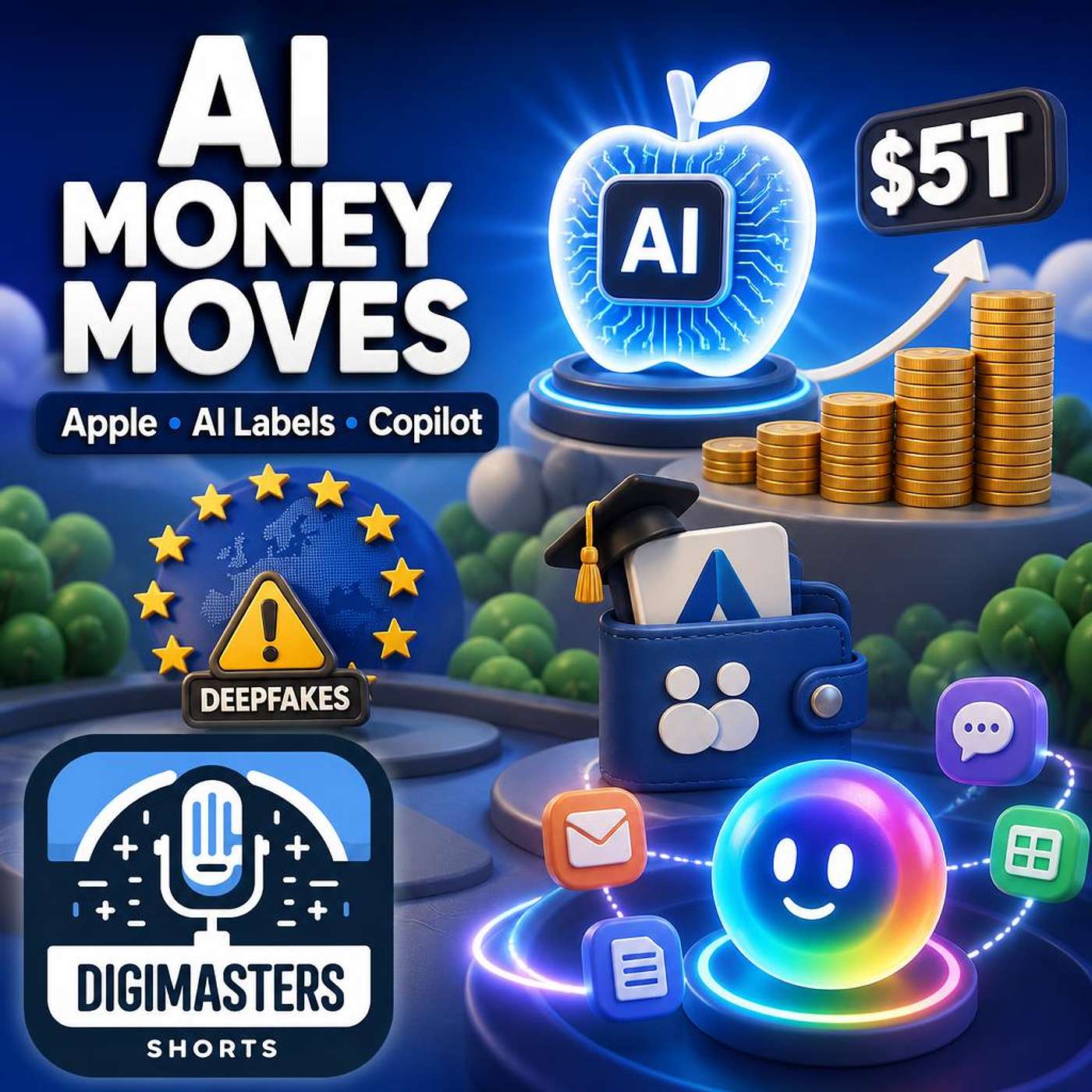 Apple’s $5 Trillion AI Gamble Pays Off, Atlassian Caps AI Wallets Amid Job Cuts, EU Cracks Down on AI Deepfake Labels, Microsoft’s Copilot Super App Revolution episode artwork