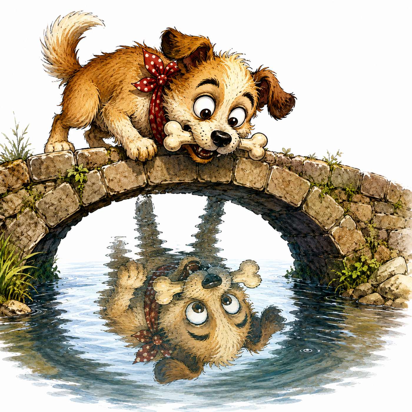 Aesop's Fables: The Dog with a Bone - a tale of greed