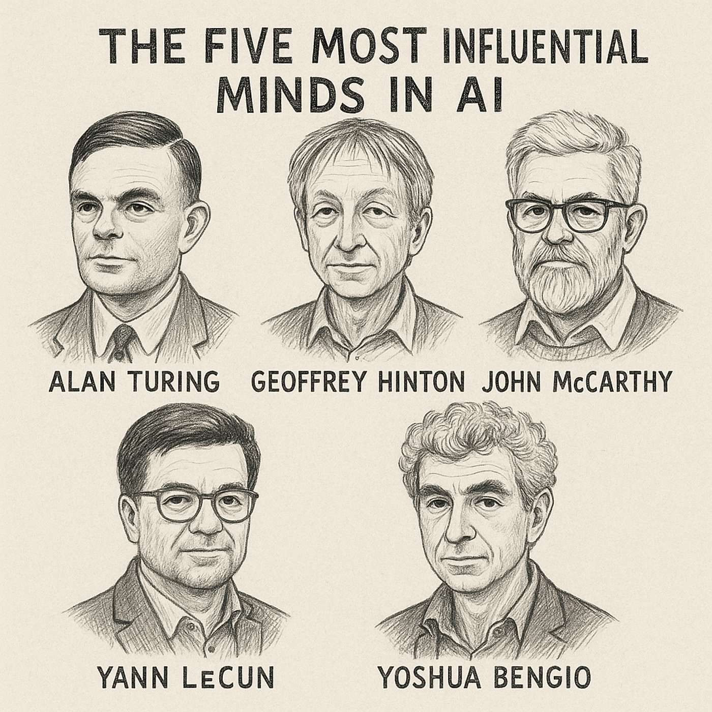 The Five Most Influential Minds in AI: Turing, Hinton, McCarthy, LeCun and Bengio