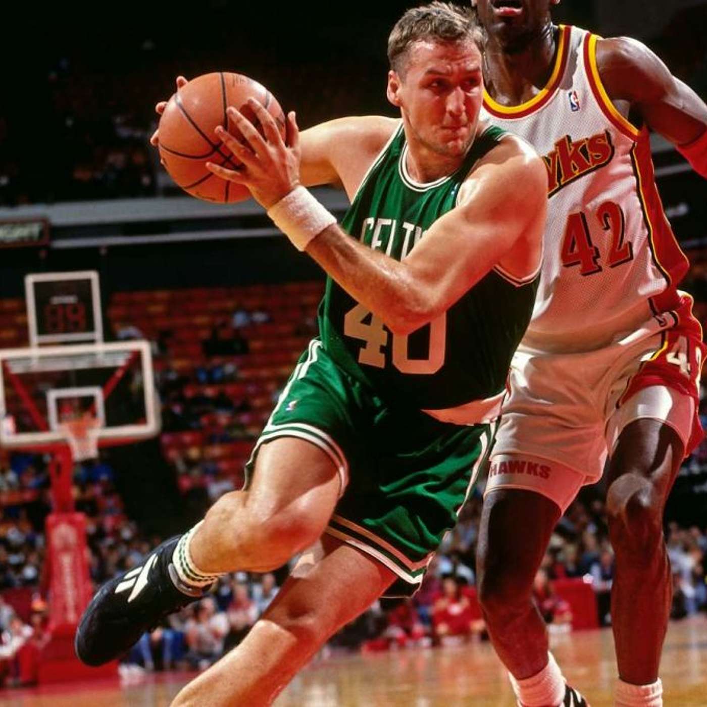 cover of episode (Episode 236) "Boston Celtics" NBA Hall of Famer: Dino Radja.