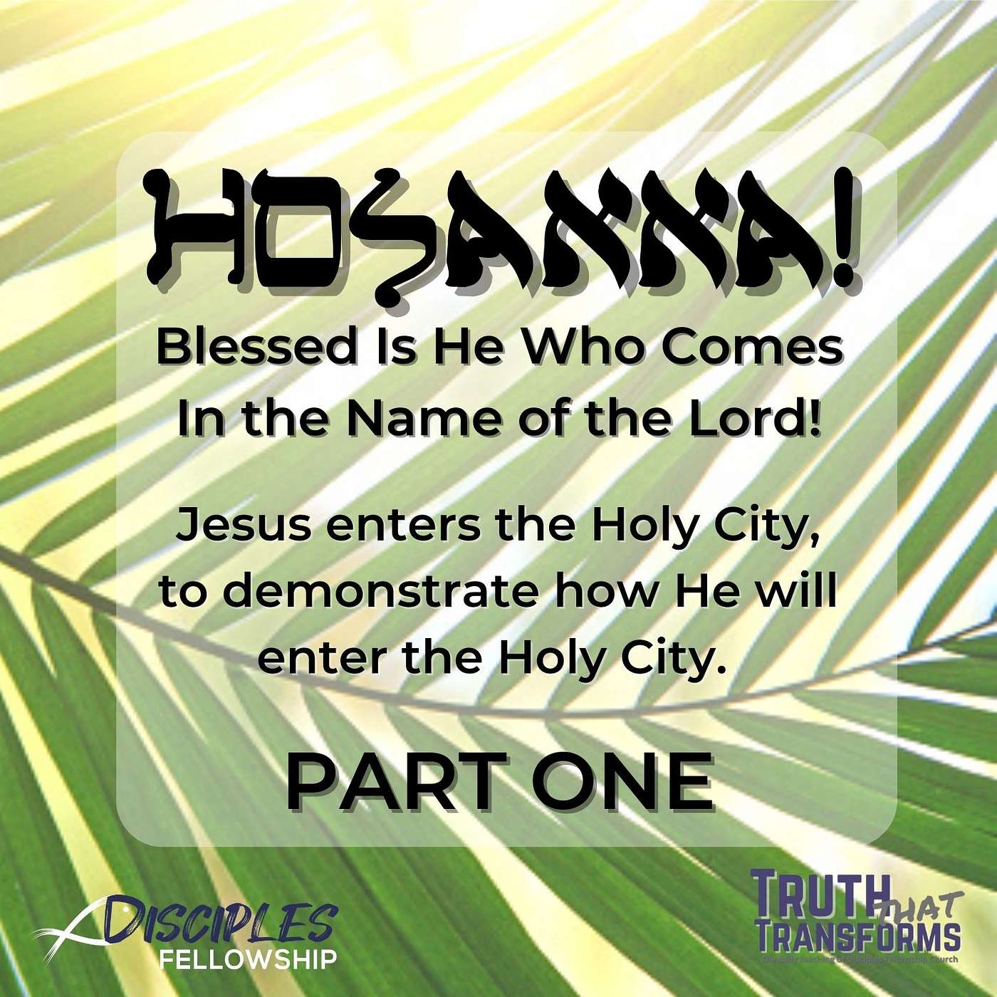 Hosanna! Blessed Is He Who Comes In the Name of the Lord!, Part 1